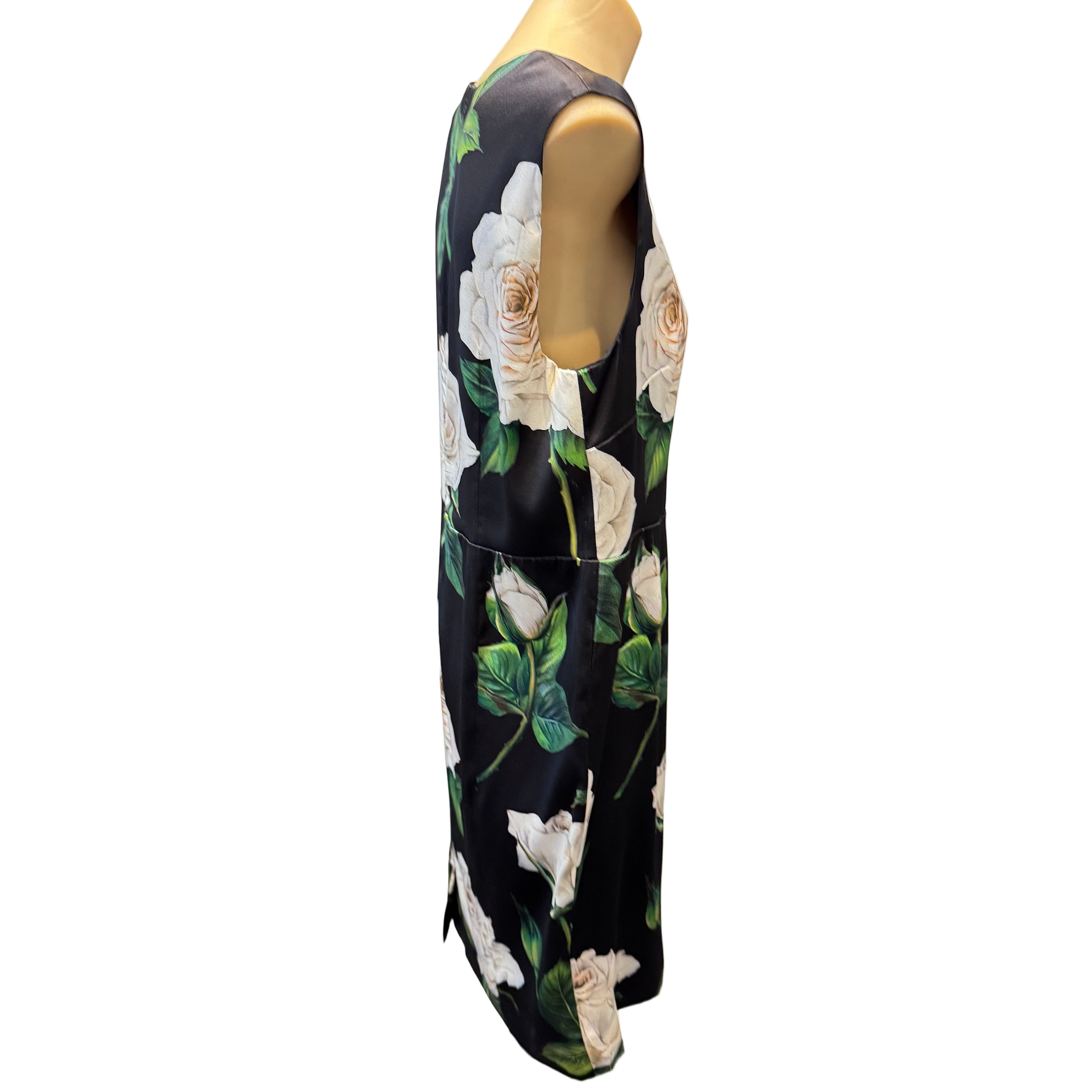Dolce & Gabbana Sleeveless Dress Silk Rose Print 46