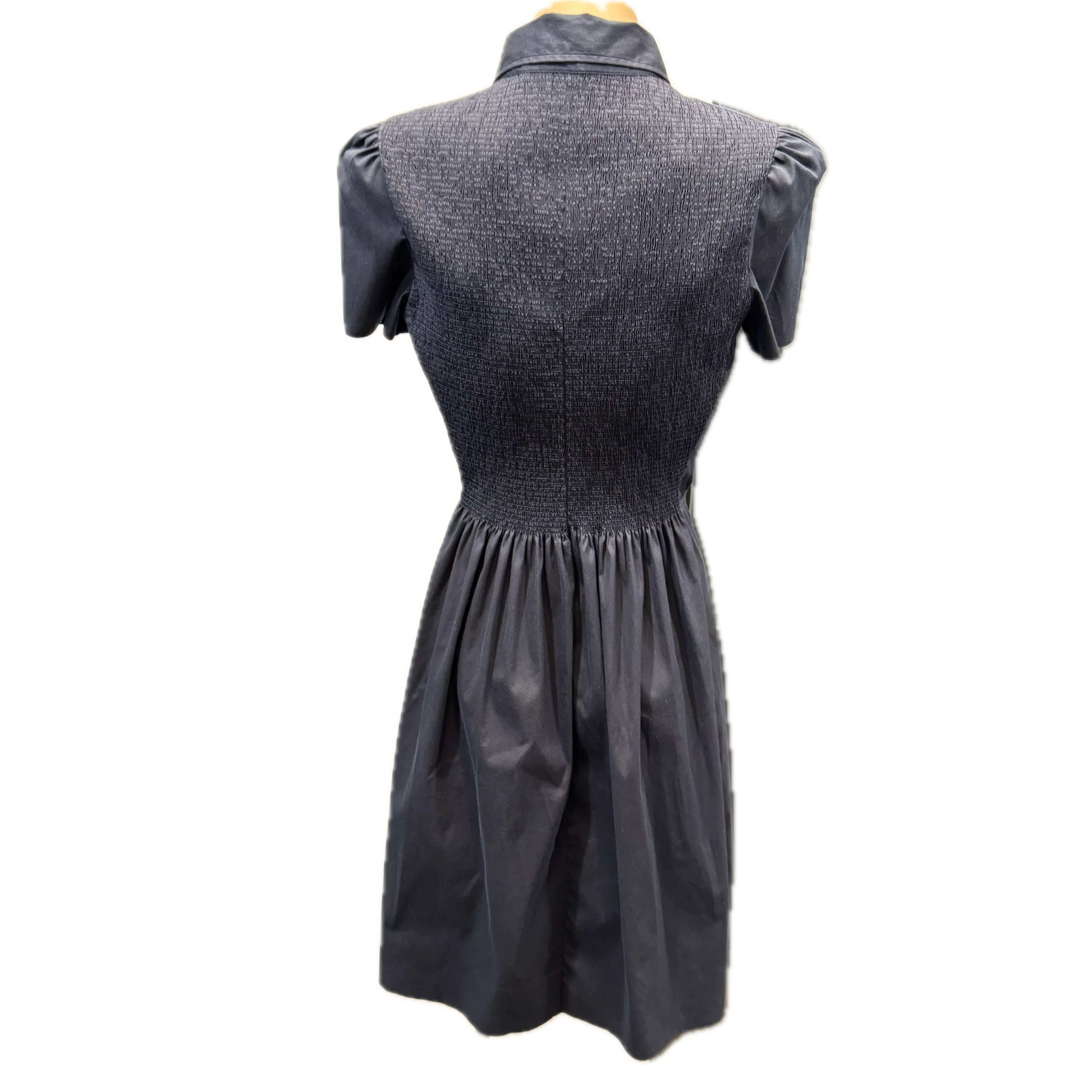 Prada Button Up Dress Navy 40 - Lost Designer