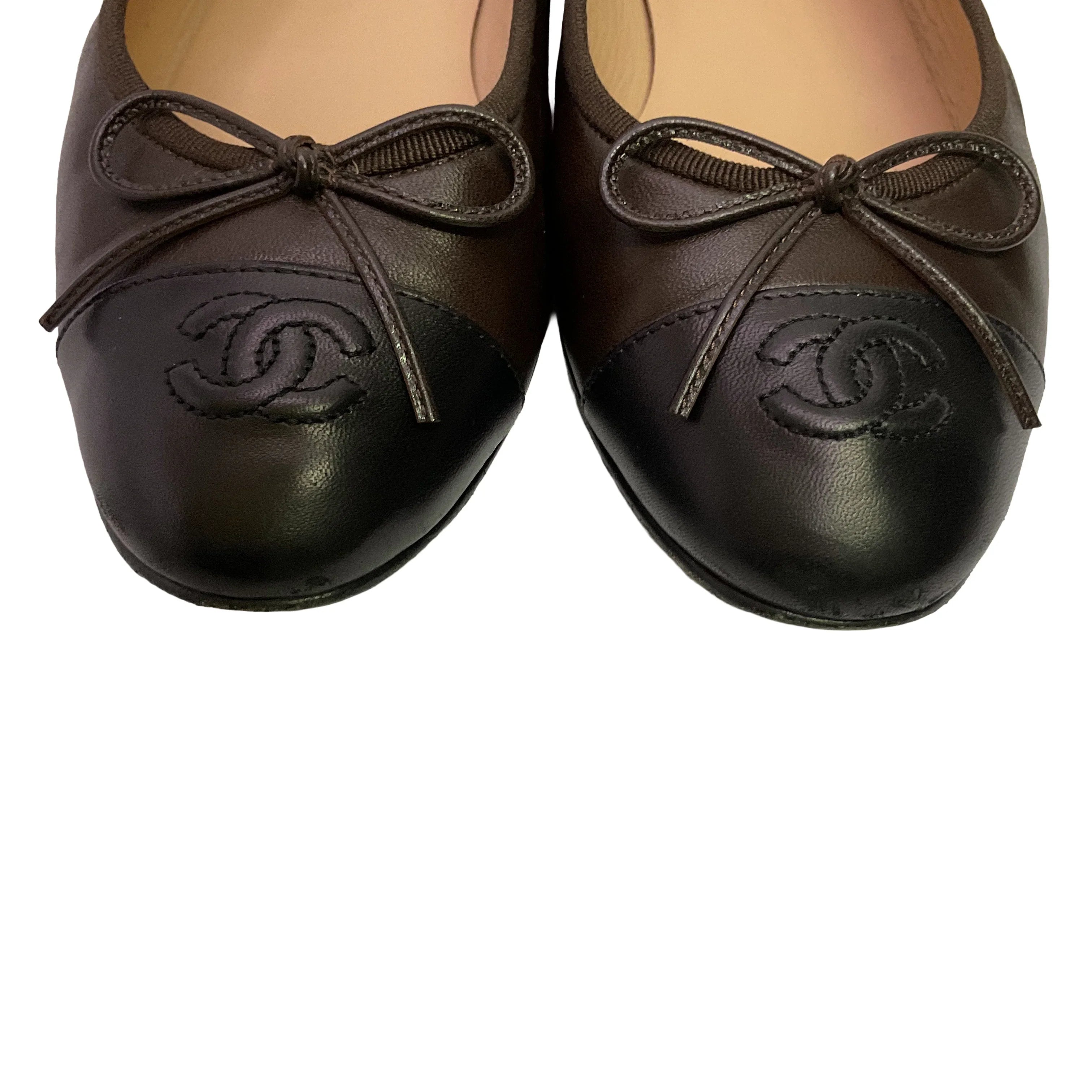 Chanel Brown Ballerina Flats Ballet size 38.5 - Lost Designer