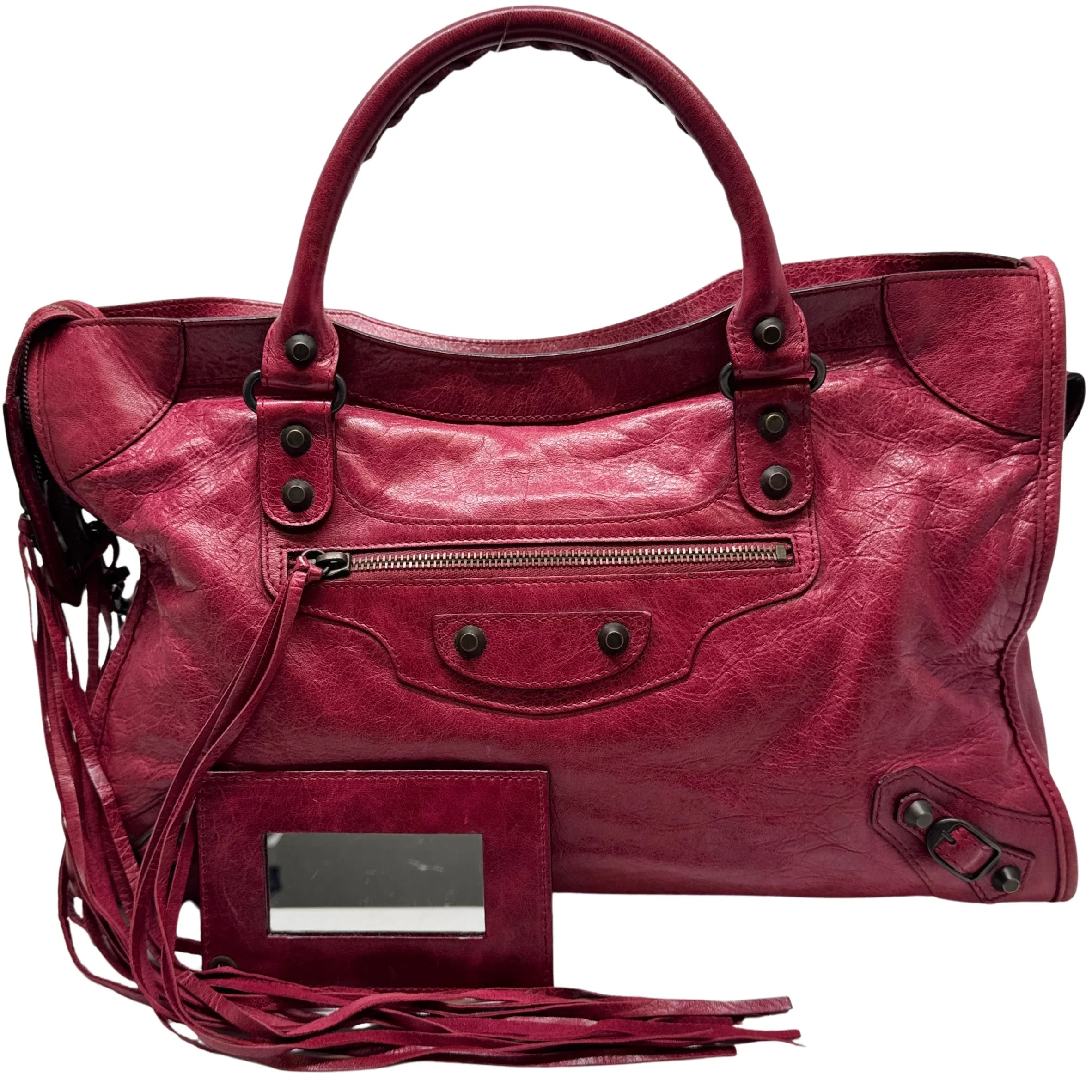 Balenciaga City Bag Small Leather Wine Red - Lost Designer