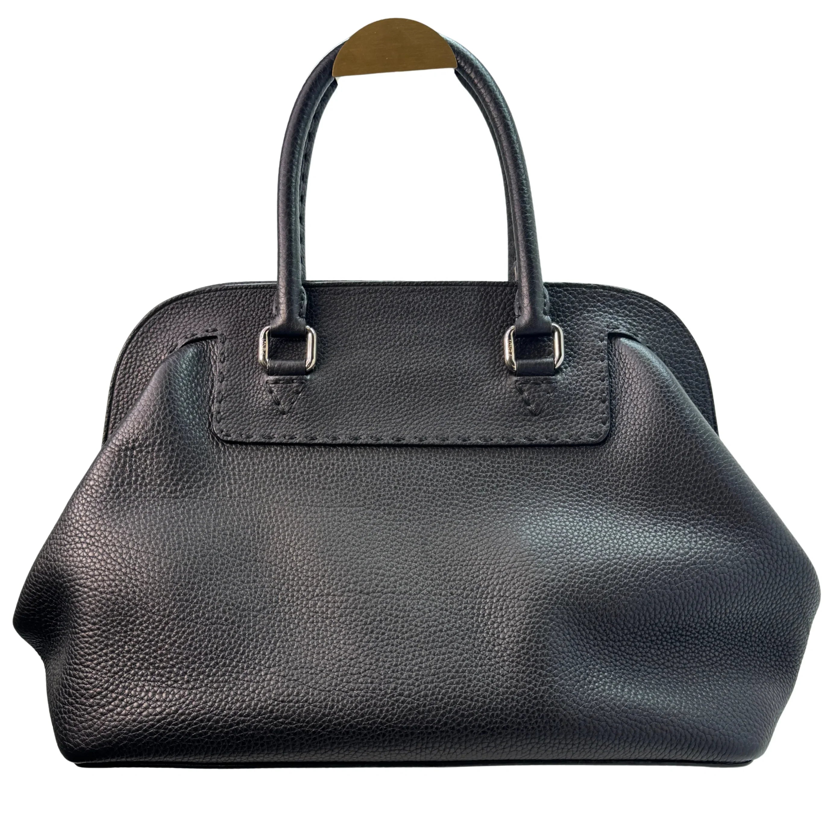 Fendi Cuoio Romano Selleria Adele 1328 Bag Black - Lost Designer