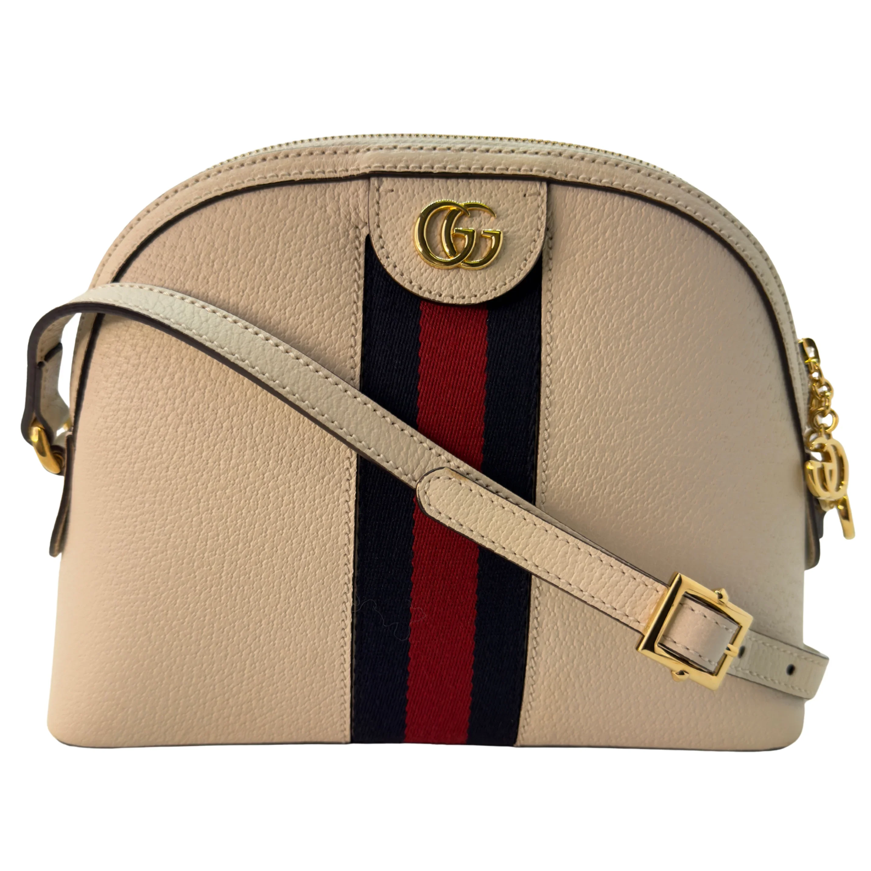 Gucci Textured Dollar Small Ophidia Dome Shoulder Bag Beige - Lost Designer