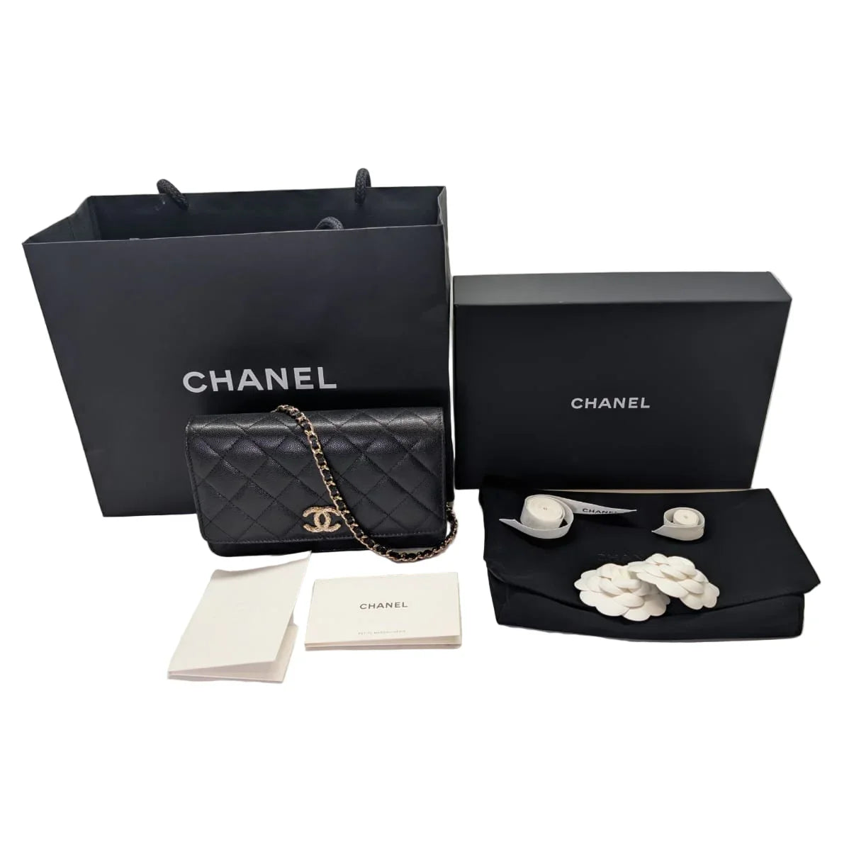 Chanel Caviar Quilted Wallet On Chain Microchip Shoulder Bag Black - Lost Designer