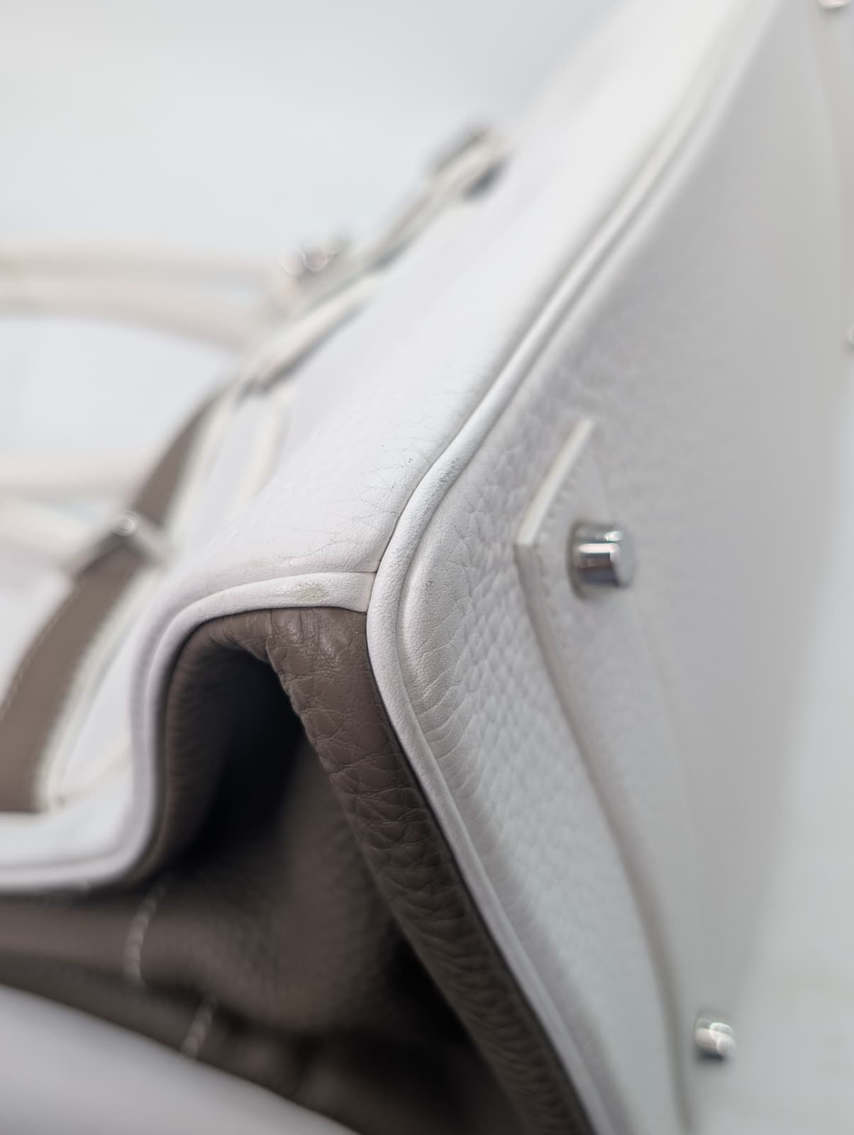 Hermès Birkin Shoulder 42 White Etoupe Clemence Palladium Hardware □J Stamp