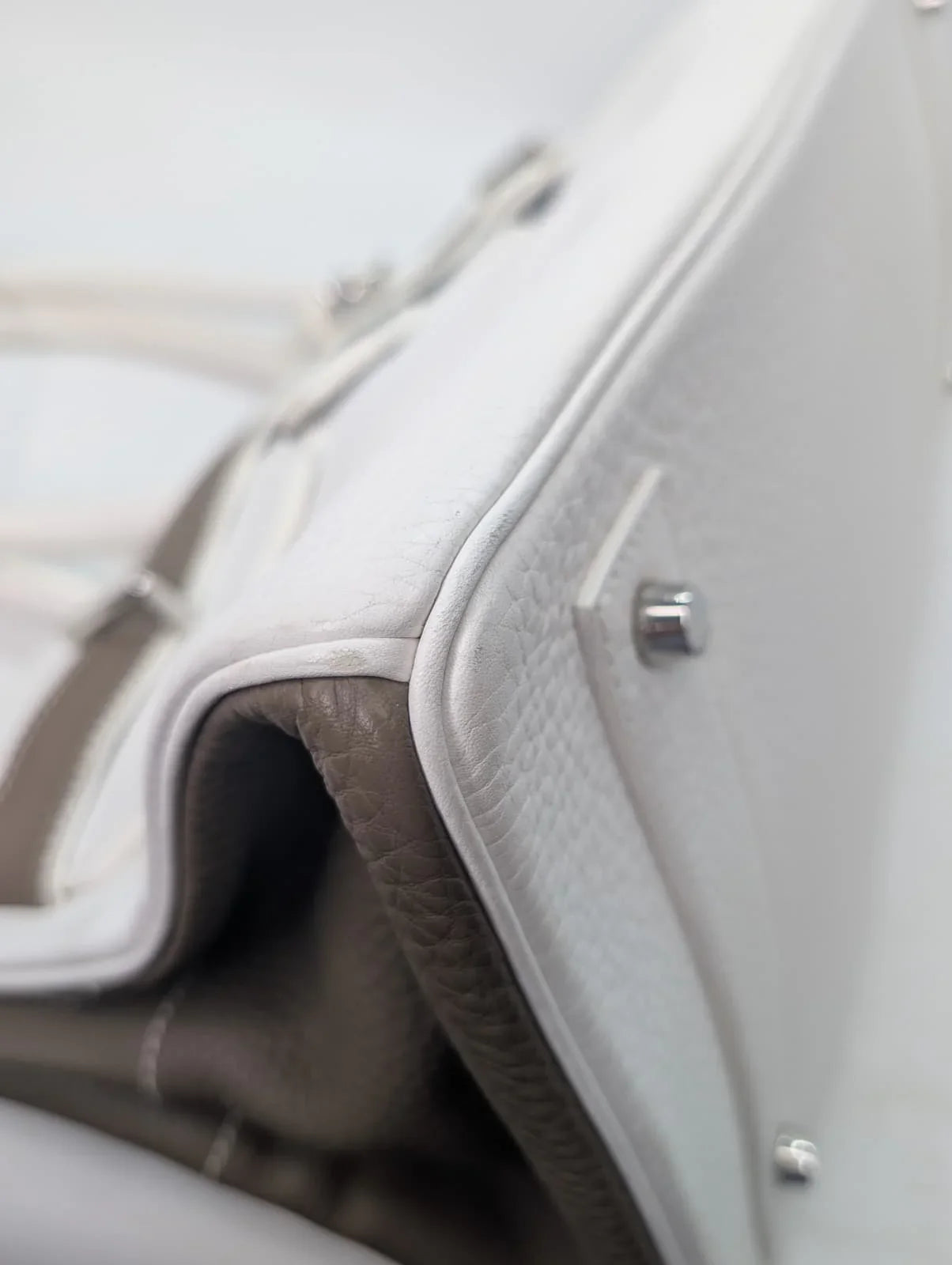 Hermès Birkin Shoulder 42 White Etoupe Clemence Palladium Hardware □J Stamp - Lost Designer