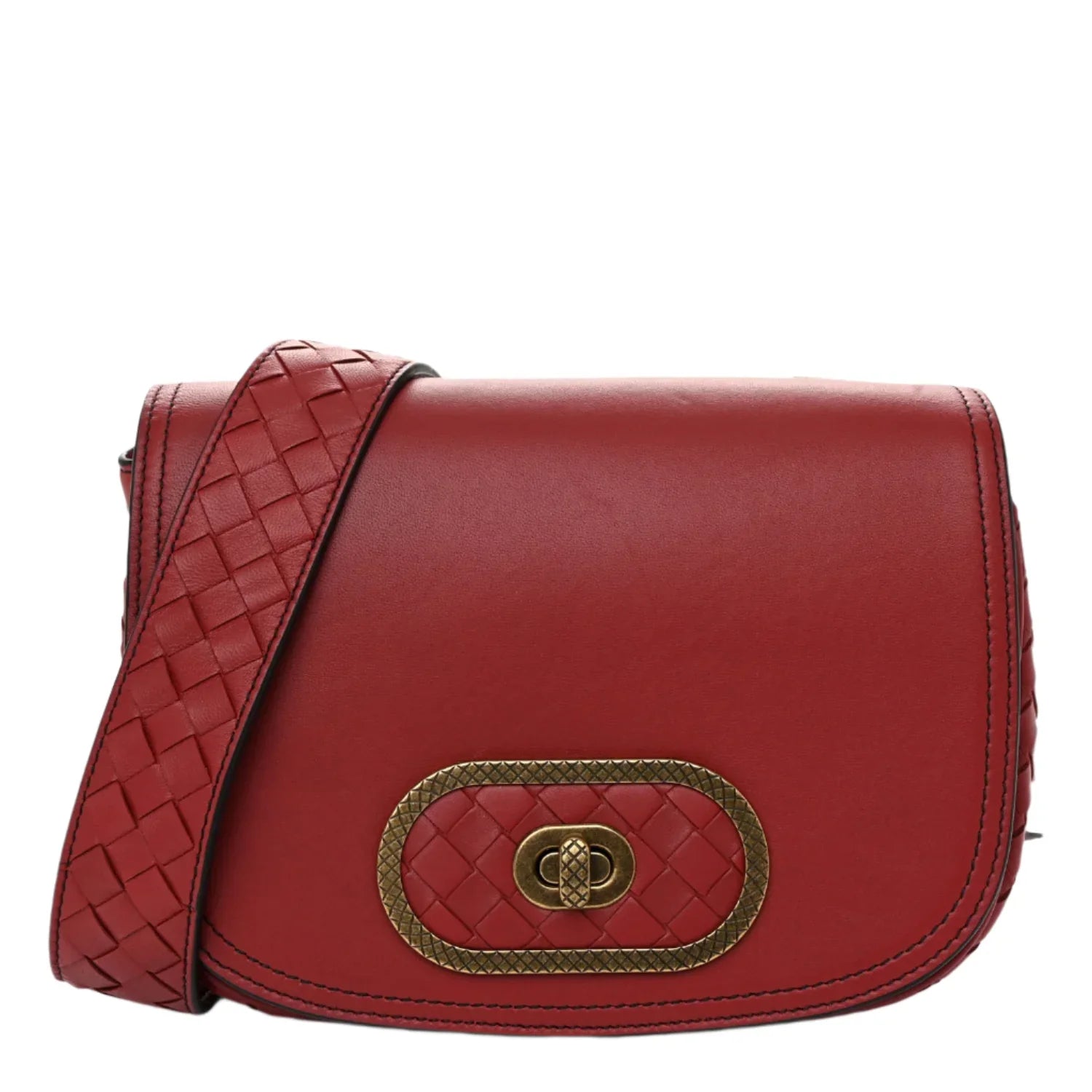 Bottega Veneta Intrecciato Nappa BV Luna Crossbody Bag Burgundy