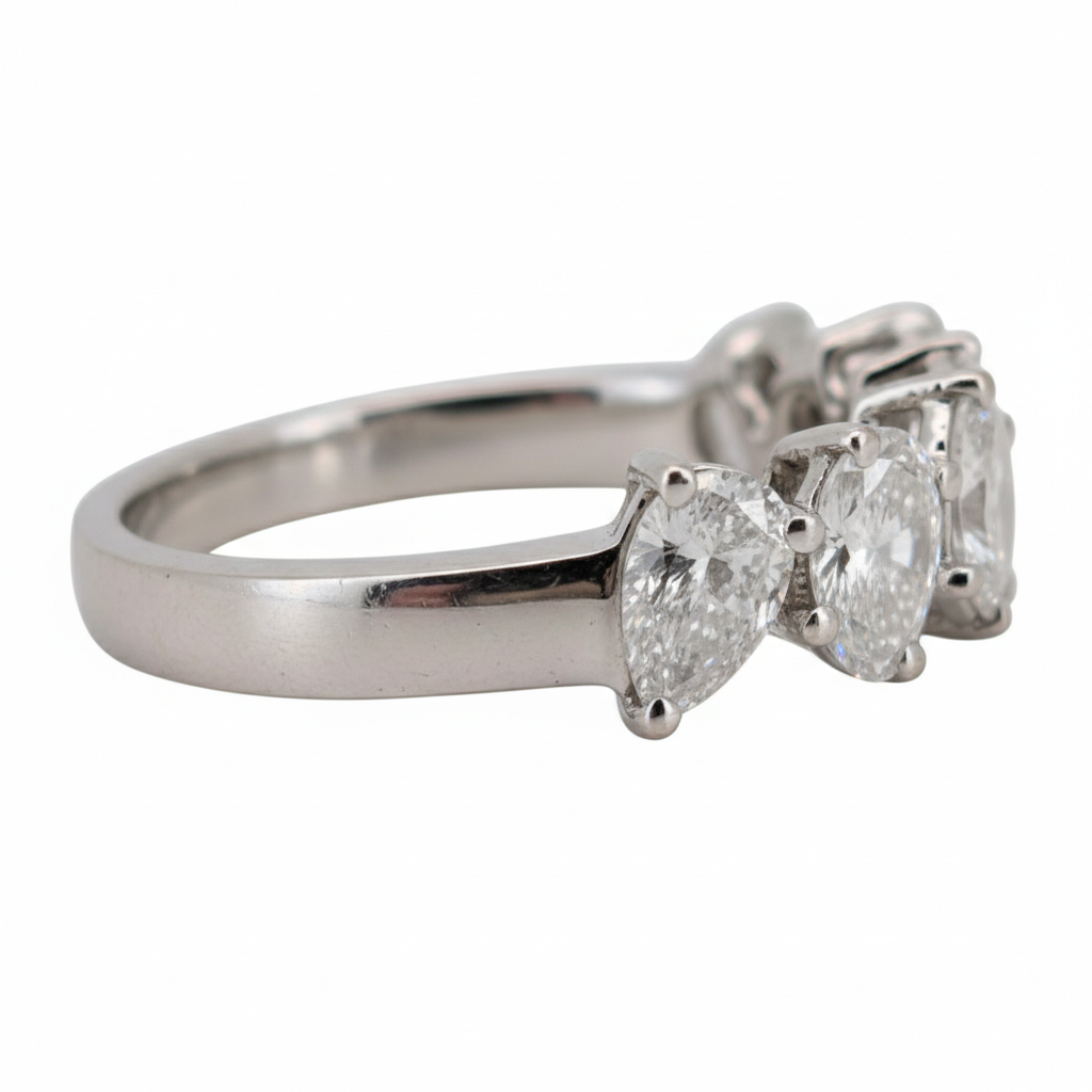 1.65Ct Natural Diamond Multi-Cut Band Ring In 18K White Gold