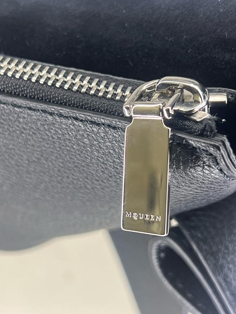 Alexander McQueen Black Leather T-Bar Sling Shoulder Bag - Lost Designer