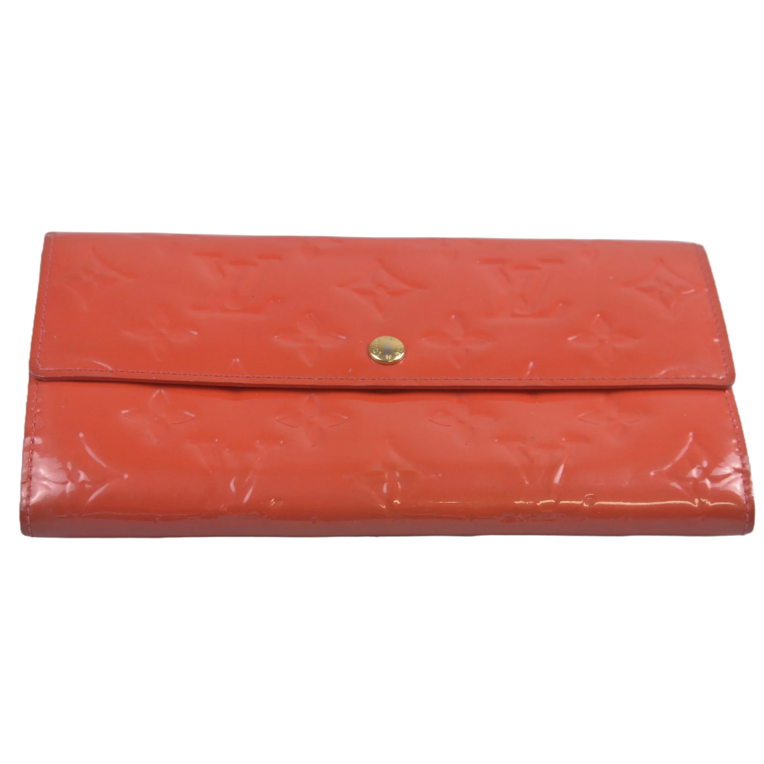 Louis Vuitton Vernis Monogram Sarah Long Wallet Red