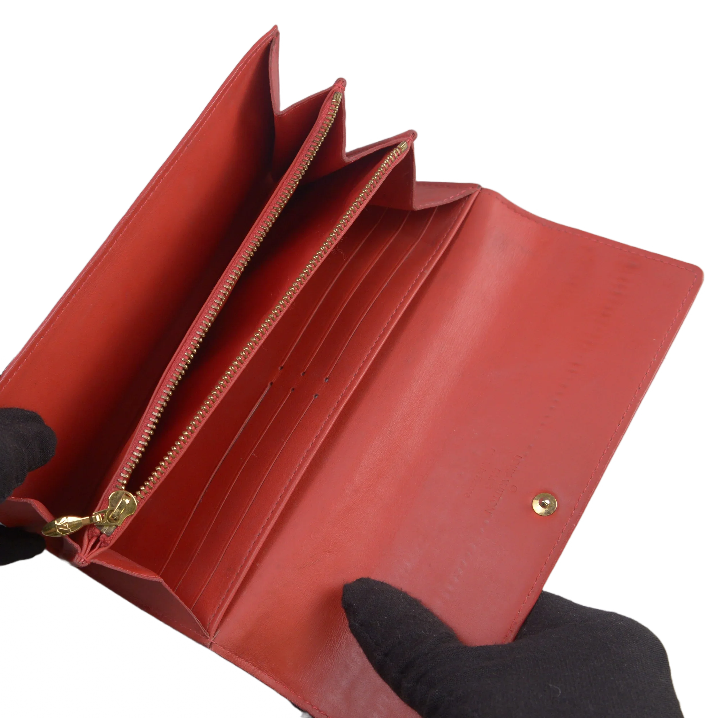 Louis Vuitton Vernis Monogram Sarah Long Wallet Red