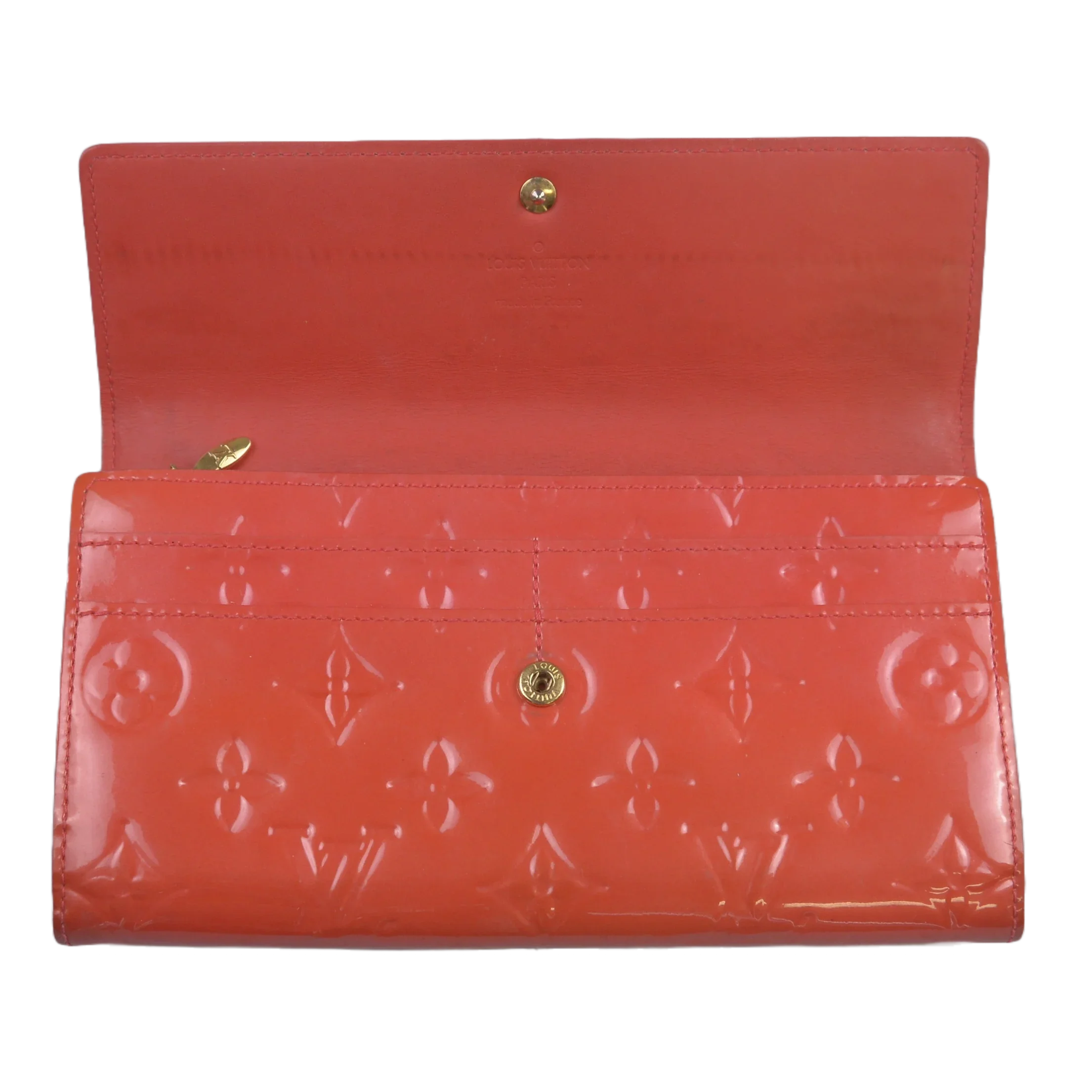 Louis Vuitton Vernis Monogram Sarah Long Wallet Red
