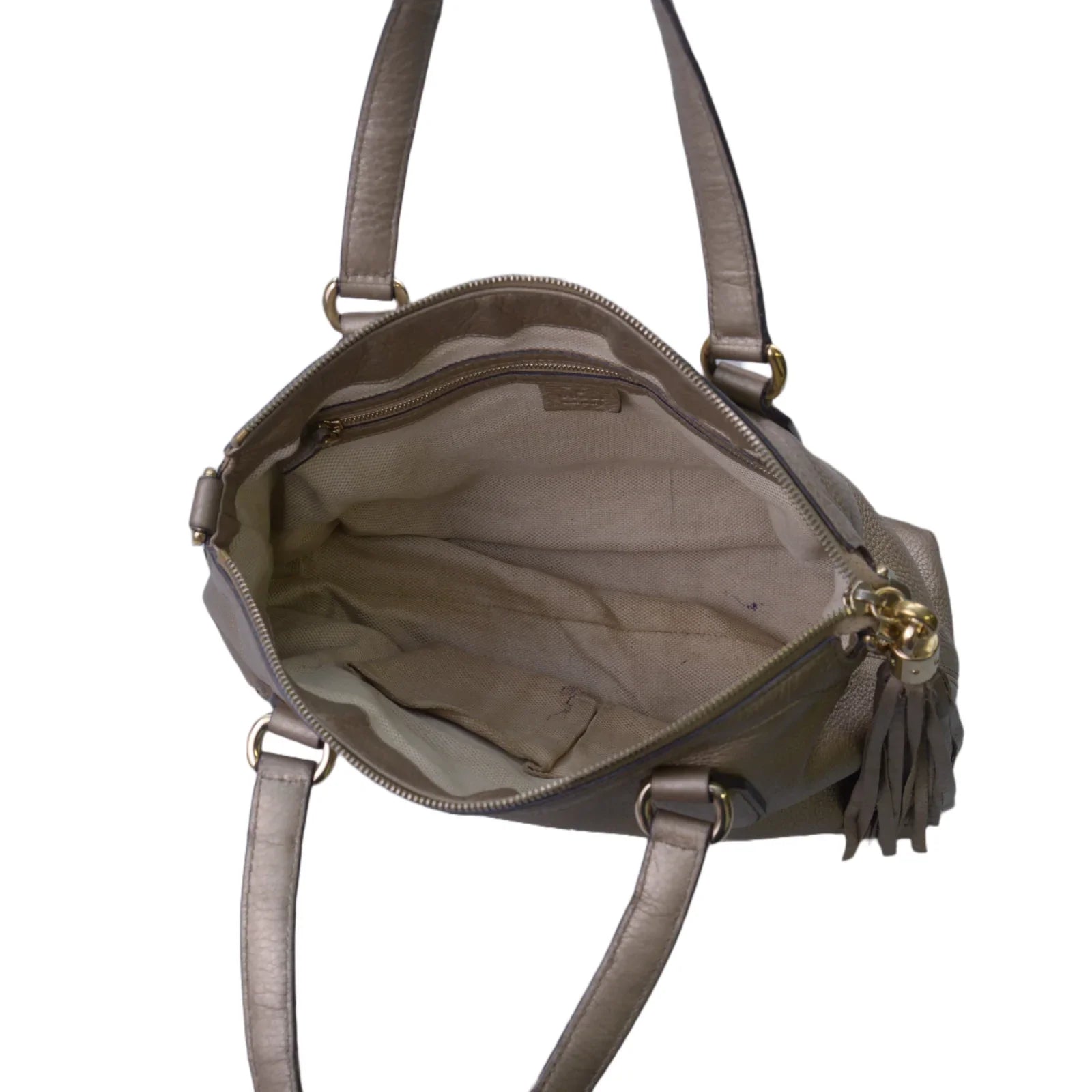 Gucci Interlocking GG Soho Working Tote Bag, Metallic Champagne