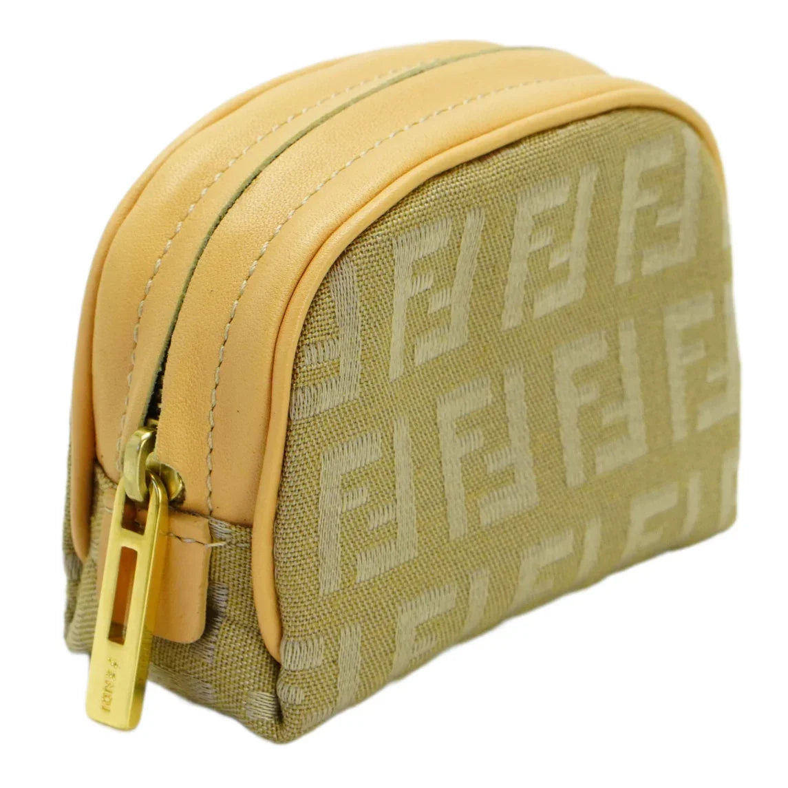 Fendi Zucca Zipped Coin Purse Beige
