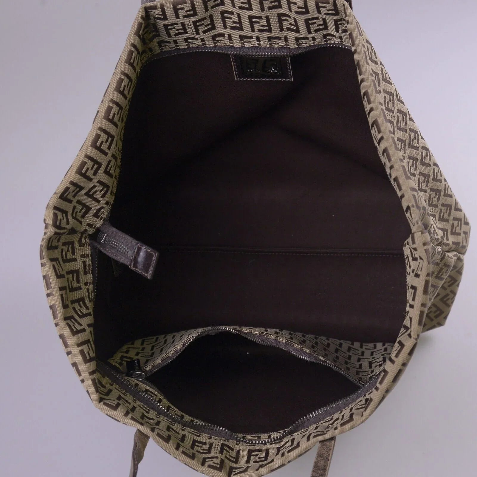 Fendi Canvas Zucca Brown Monogram Tote Bag