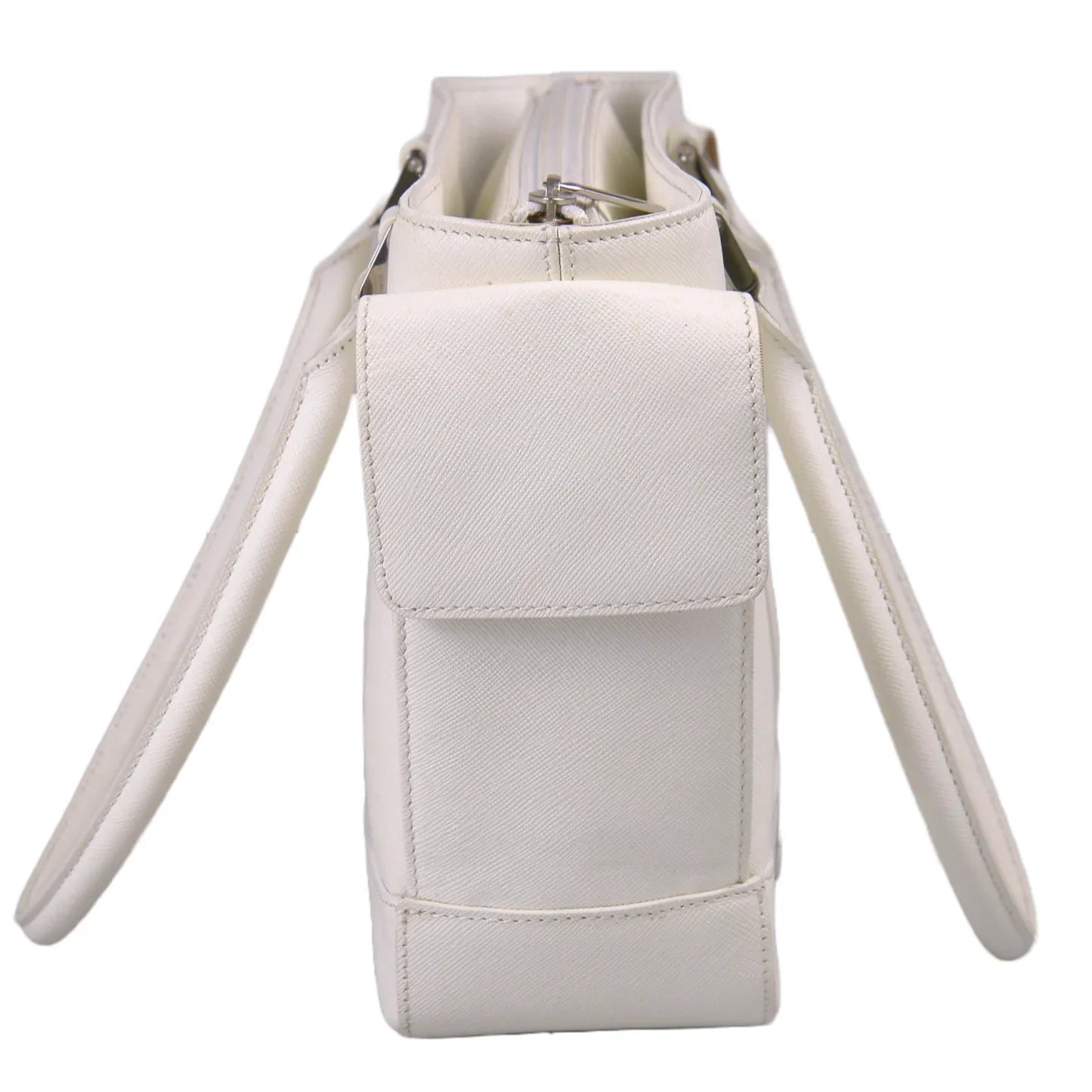 Burberry Handbag, White Coated Canvas