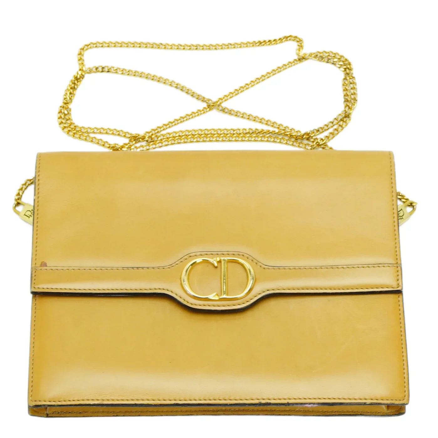Christian Dior Leather Chain Box Bag Beige