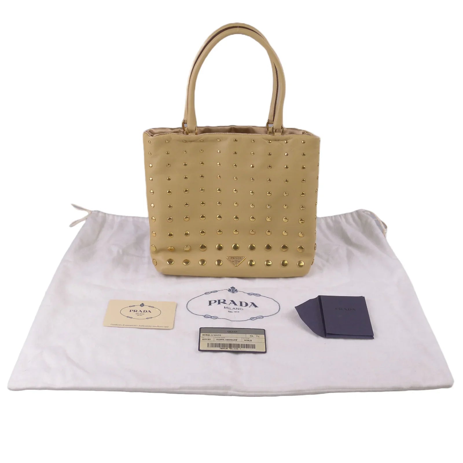 Prada Nappa Degrade Studded Mini Bag, Beige - Lost Designer