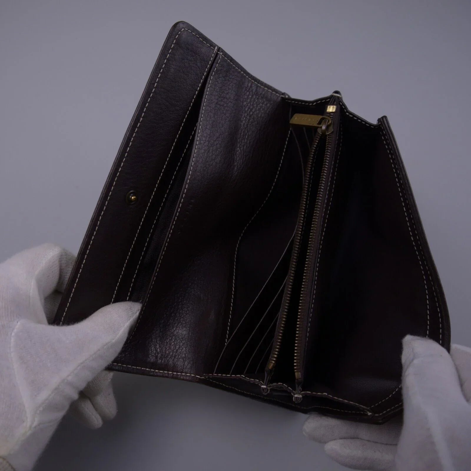 Celine Macadam Monogram Canvas X Leather Long Wallet Brown