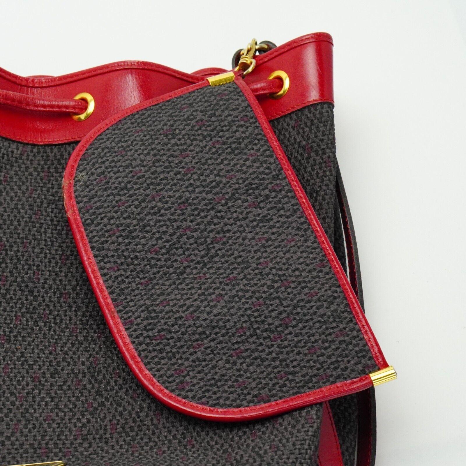 Yves Saint Laurent YSL Noe Canvas Bucket Drawstring Bag Red - Lost Designer