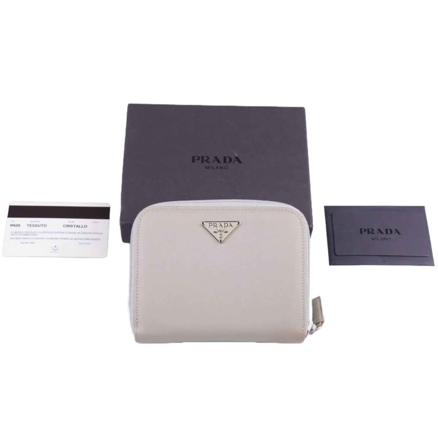 Prada Tessuto Nylon Zip Fold Wallet Grey