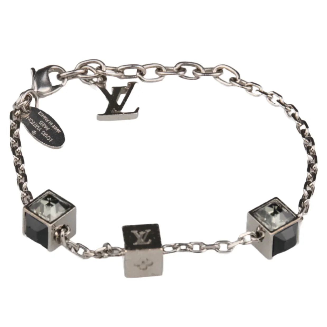 Louis Vuitton Silver Tone Gamble Crystal Bracelet