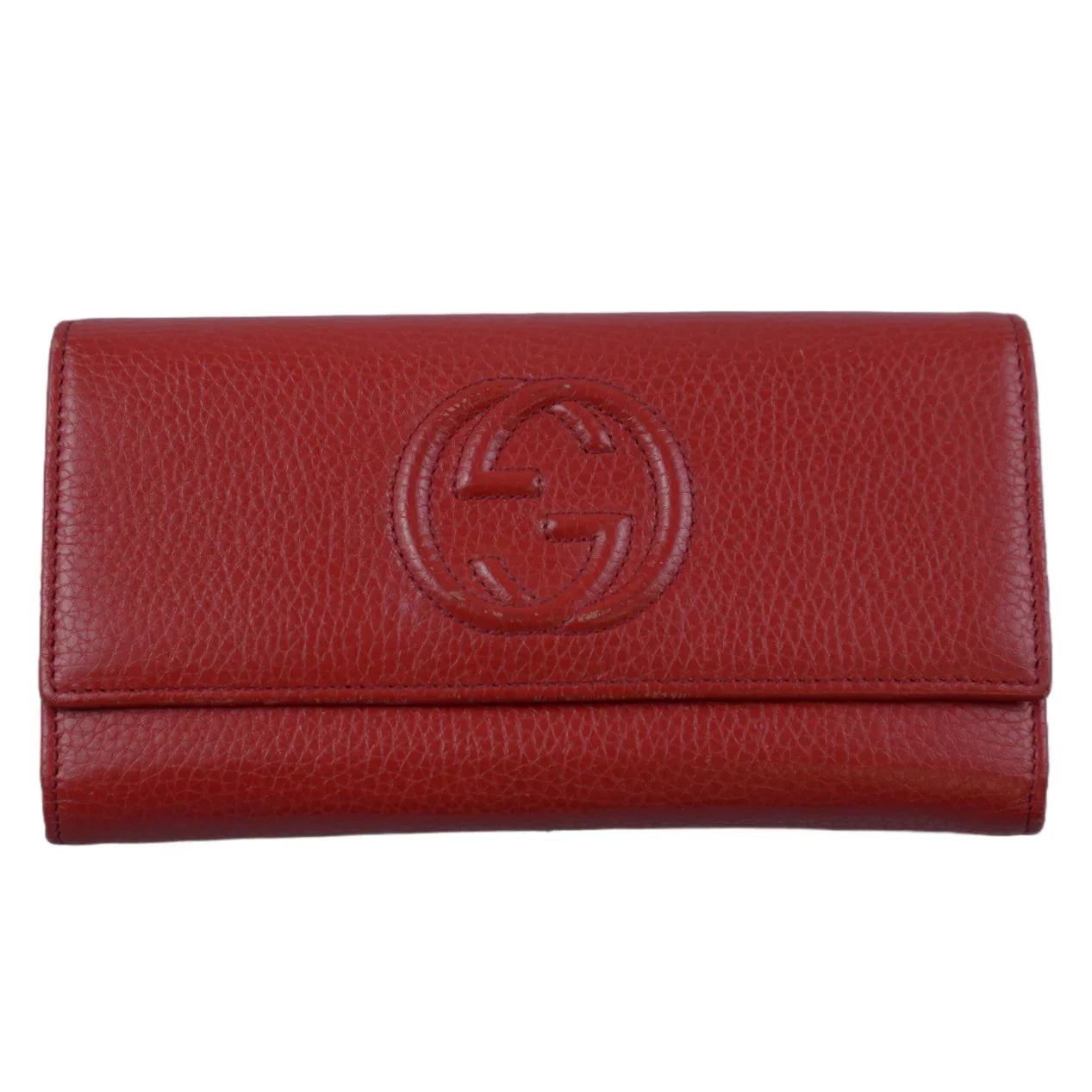 Gucci Soho Pebbled Calfskin Long Continental Wallet Red