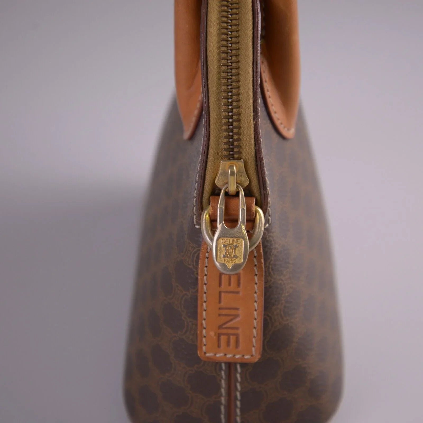 Celine Macadam Monogram Mini Leather Bag Brown