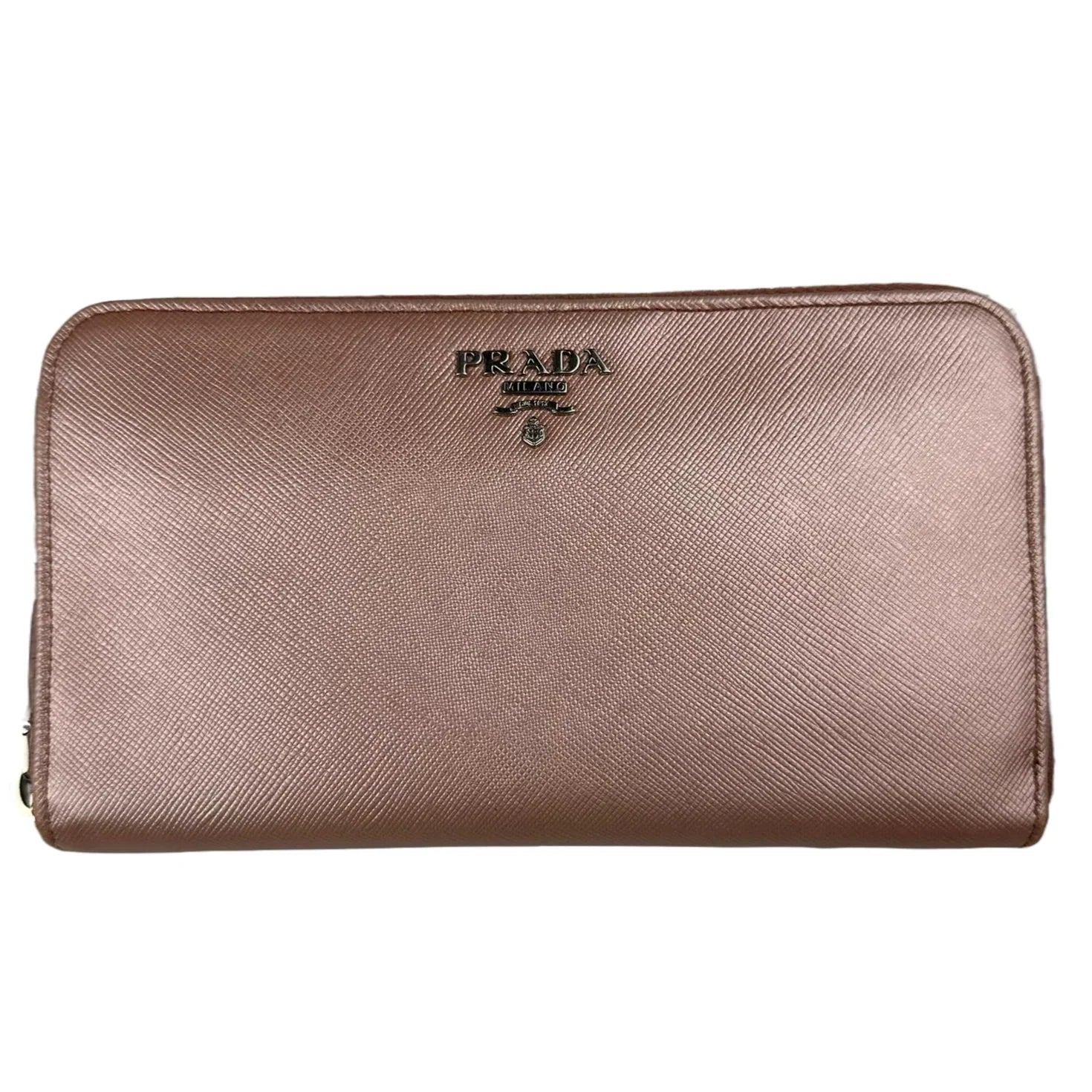Prada Saffiano Zipped Wallet Portafoglio Lampo Rose Gold