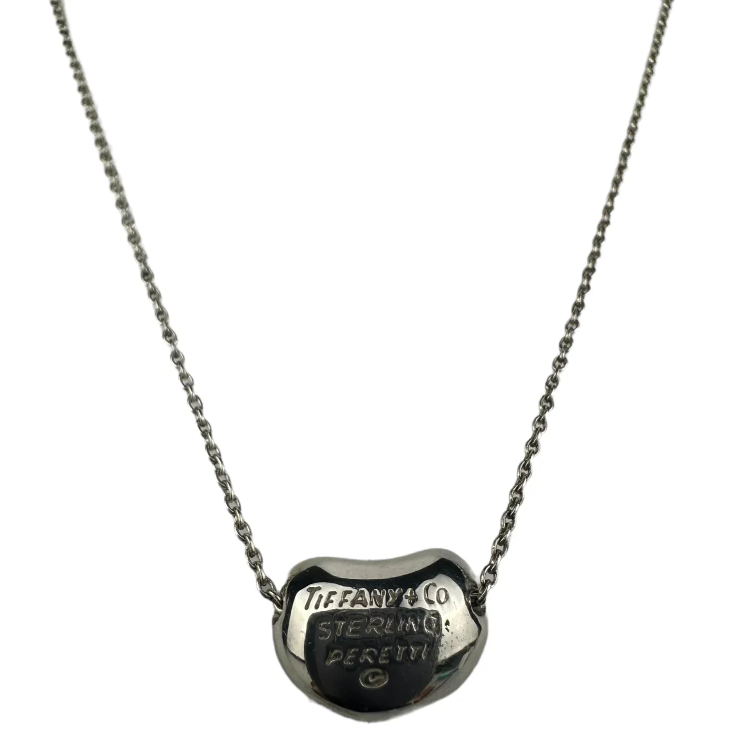 Tiffany & Co Mini Bean Pendant Necklace Sterling Silver