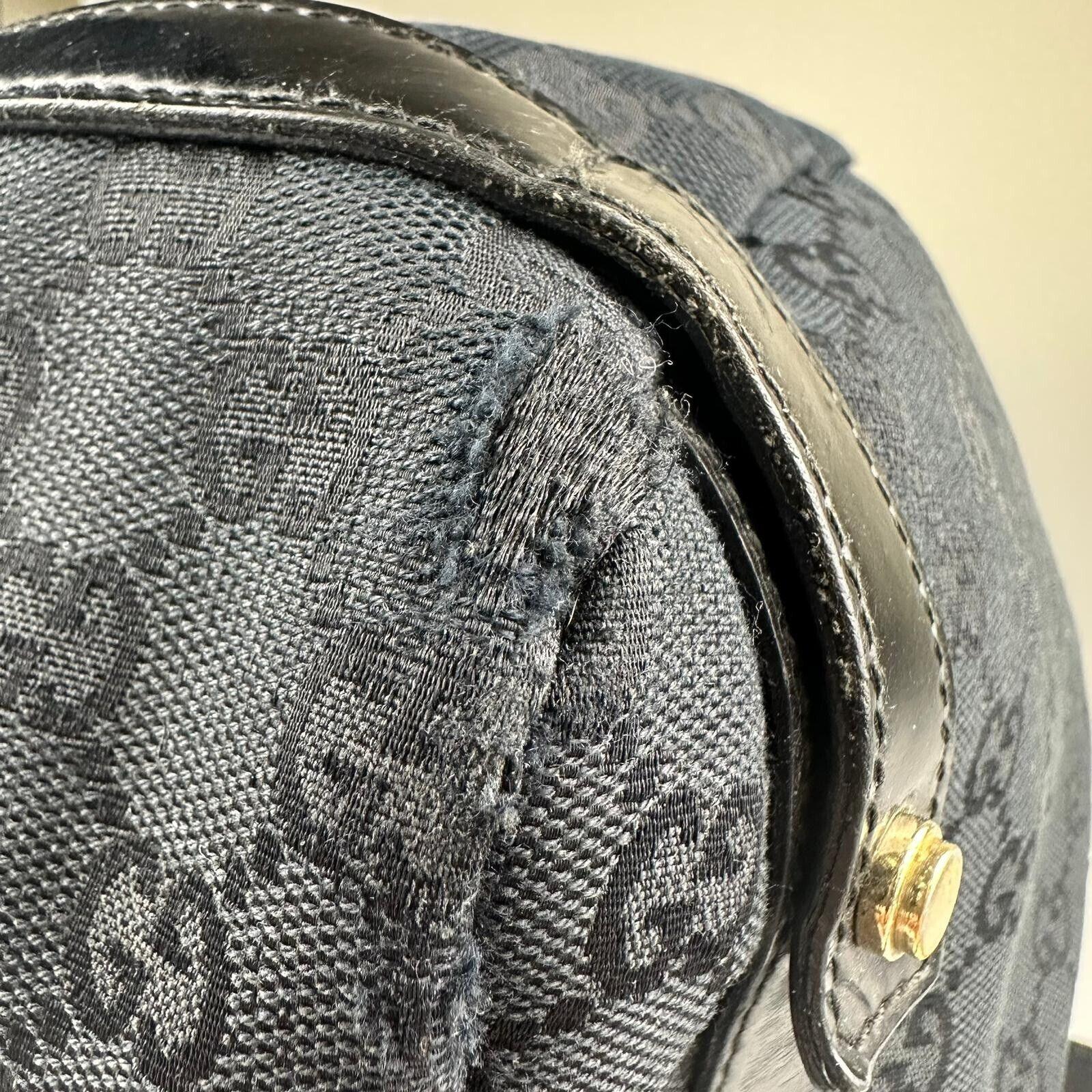 Gucci Abbey GG Monogram Canvas X Leather Tote Bag, Black