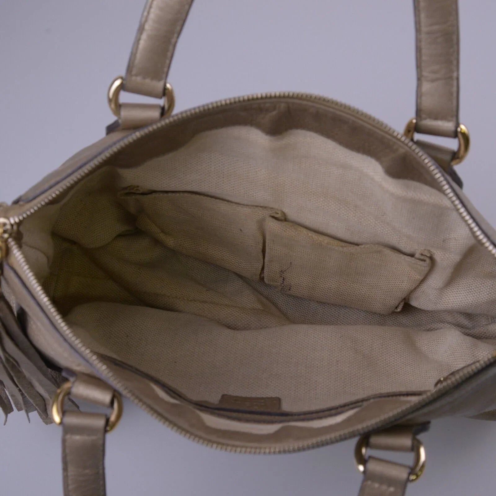 Gucci Interlocking GG Soho Working Tote Bag, Metallic Champagne