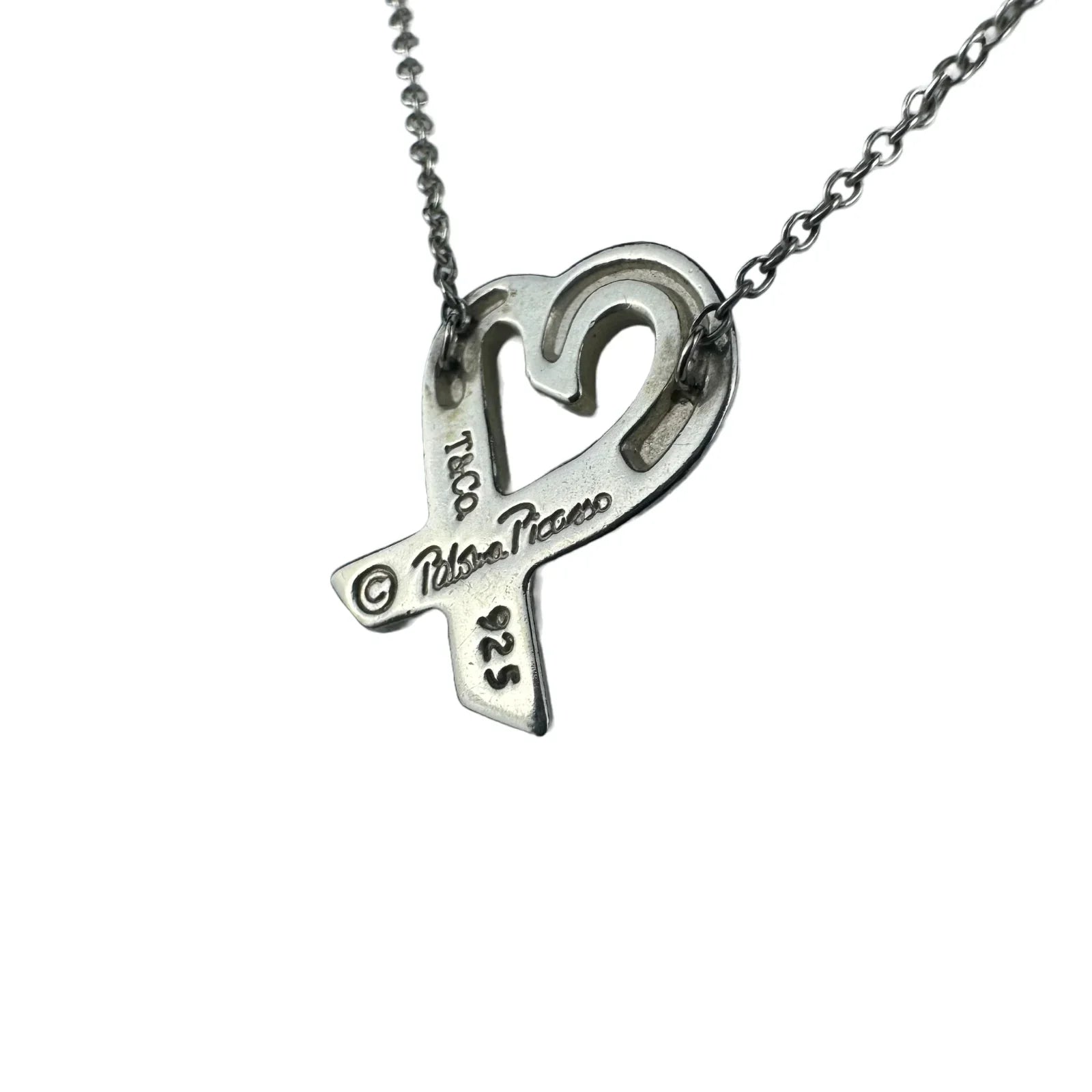 Tiffany & Co Paloma Picasso Loving Heart Pendant Necklace Sterling Silver