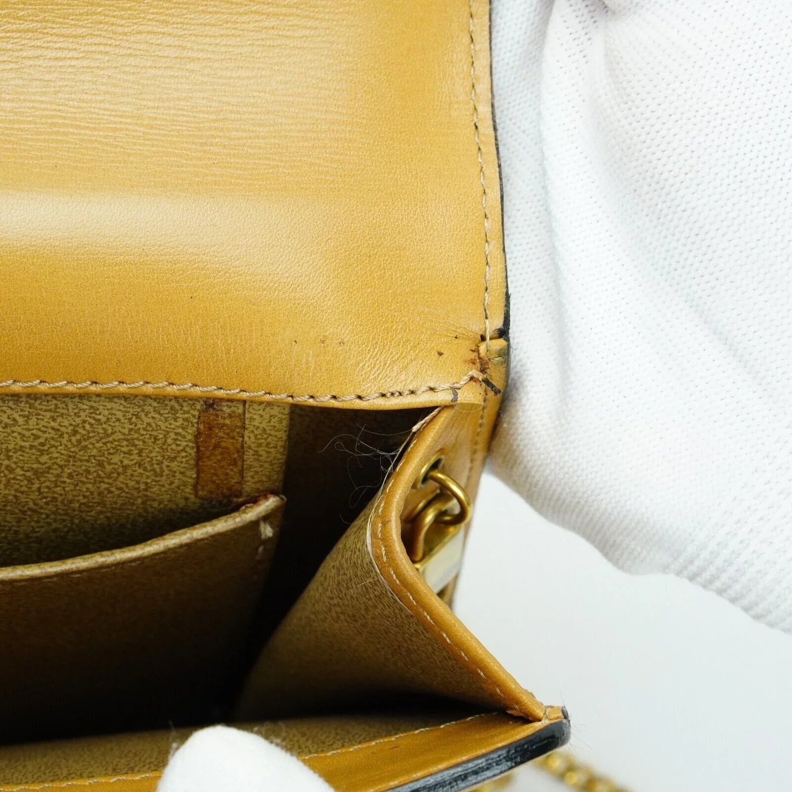 Christian Dior Leather Chain Box Bag Beige