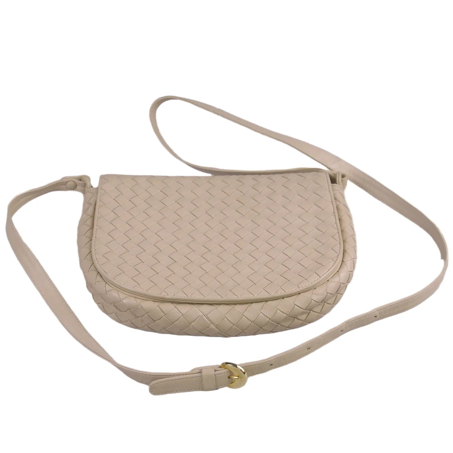 Bottega Veneta Intrecciato Nappa Shoulder Bag Leather Ivory