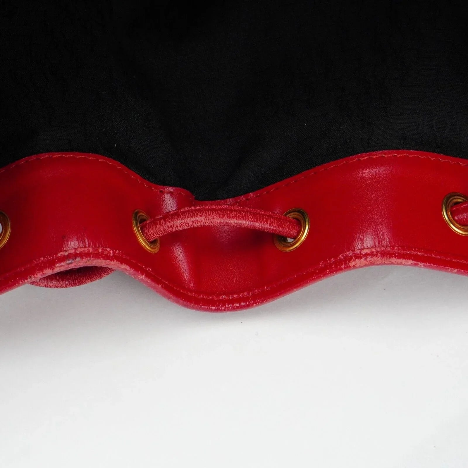 Yves Saint Laurent YSL Noe Canvas Bucket Drawstring Bag Red - Lost Designer