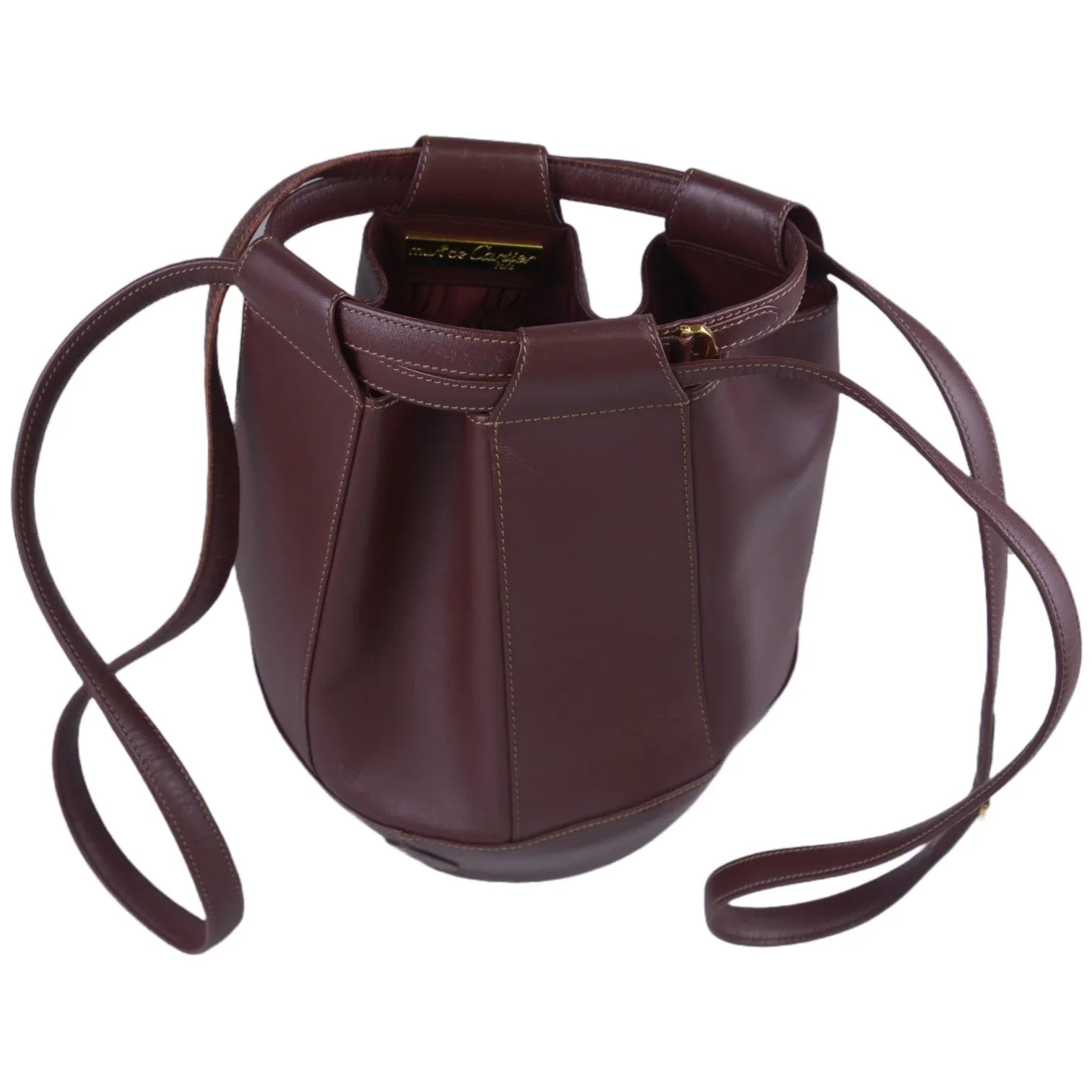 Cartier Must de Leather Bucket Bag Burgandy