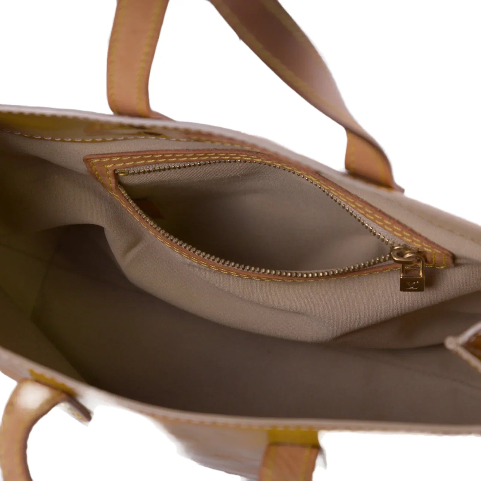 Louis Vuitton Monogram Vernis Reade PM Bag, Tan and Yellow