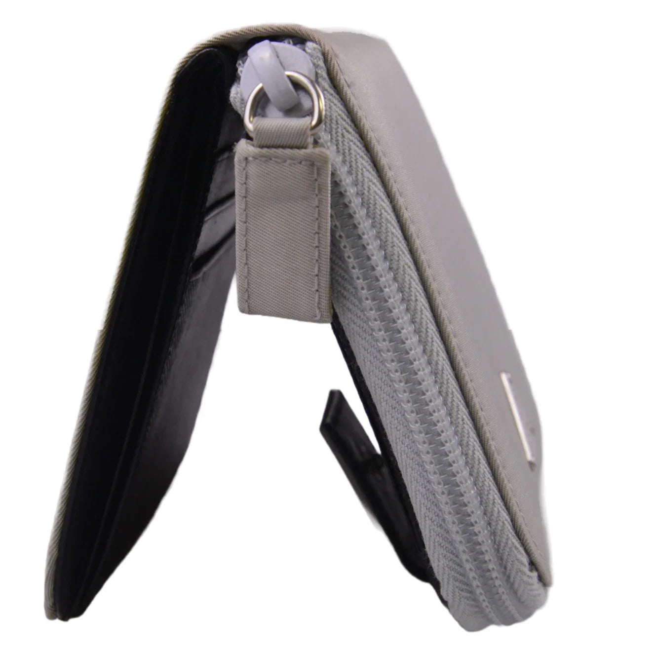 Prada Tessuto Nylon Zip Fold Wallet Grey