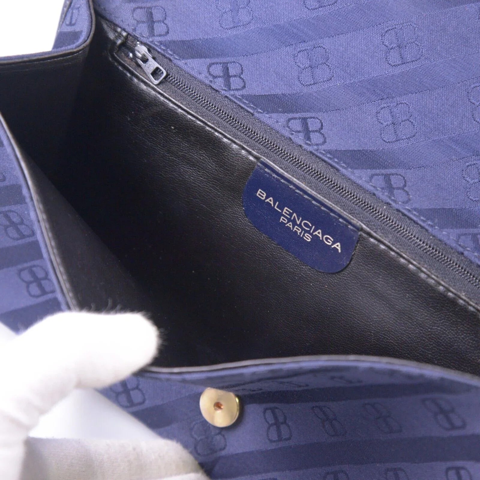 Balenciaga BB Monogram Chain Cloth Crossbody Bag Blue