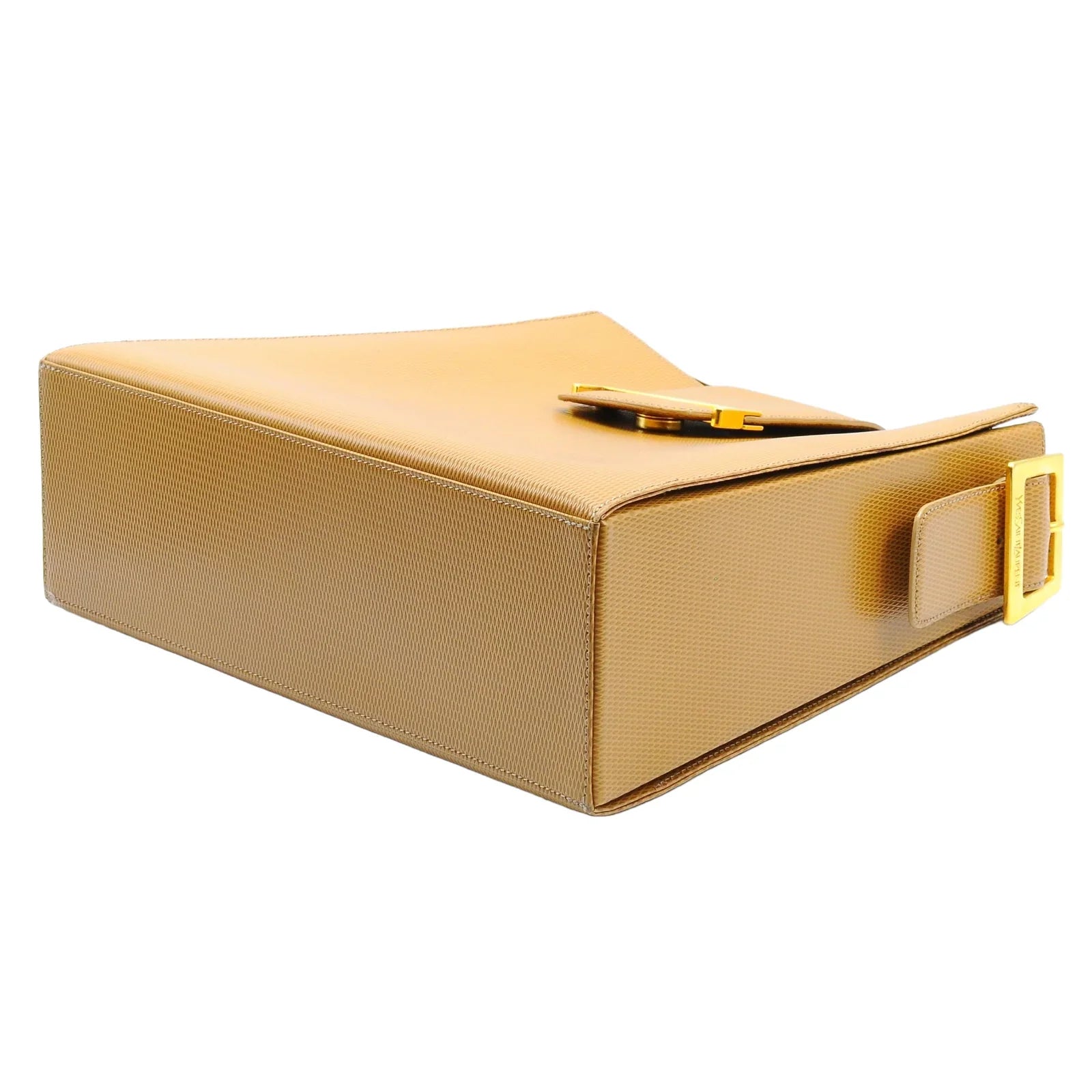 Yves Saint Laurent Lizard Embossed Leather Shoulder Bag Amber