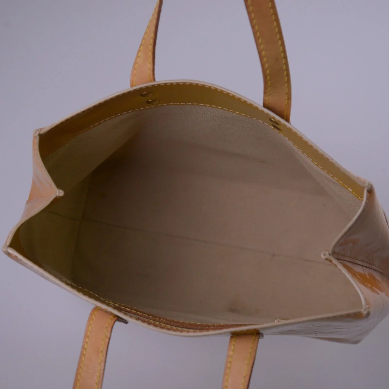 Louis Vuitton Monogram Vernis Reade PM Bag, Tan and Yellow