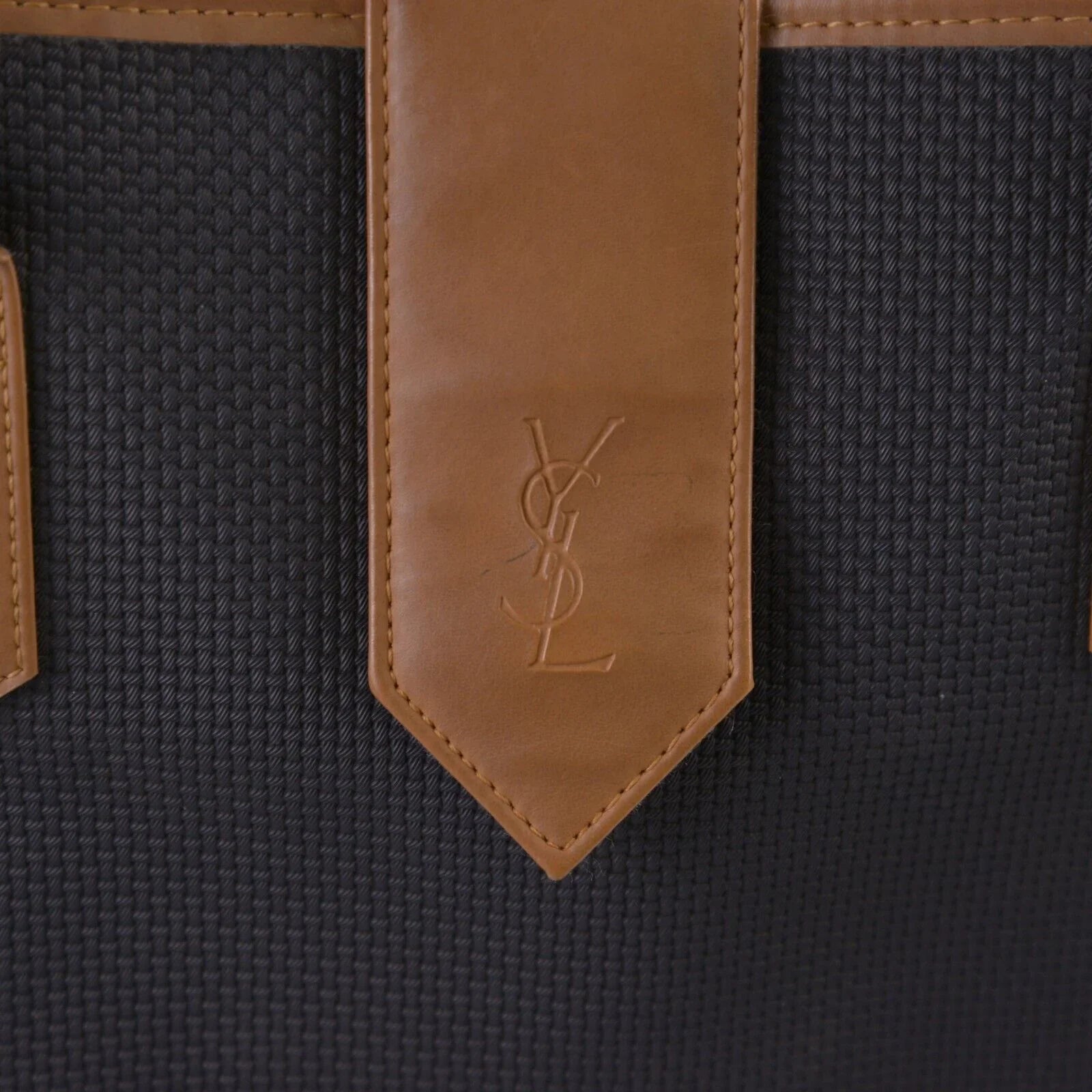 YSL Yves Saint Laurent Leather x Canvas Large Tote