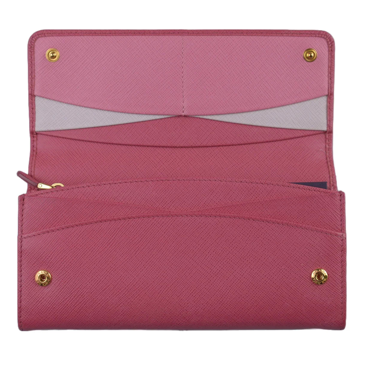 Prada Saffiano Leather Long Wallet and Card Holder Pink