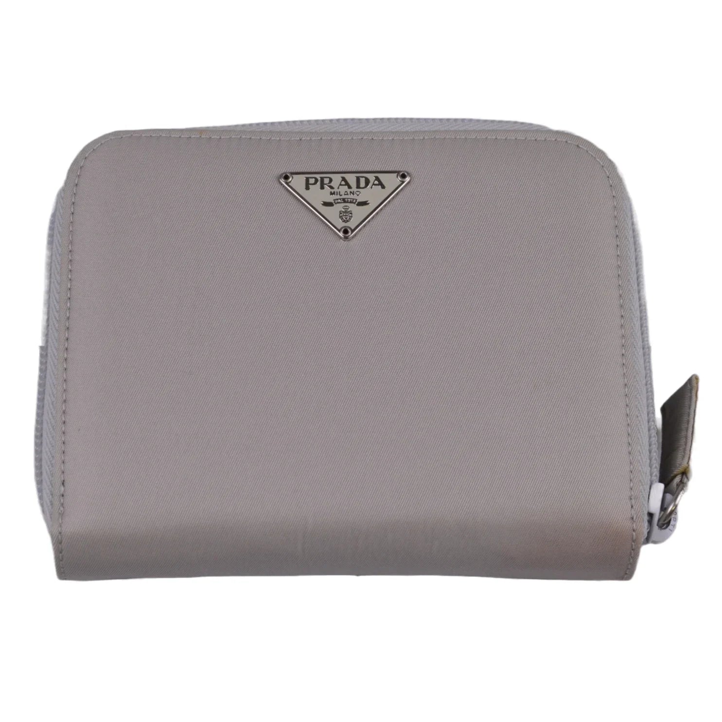 Prada Tessuto Nylon Zip Fold Wallet Grey