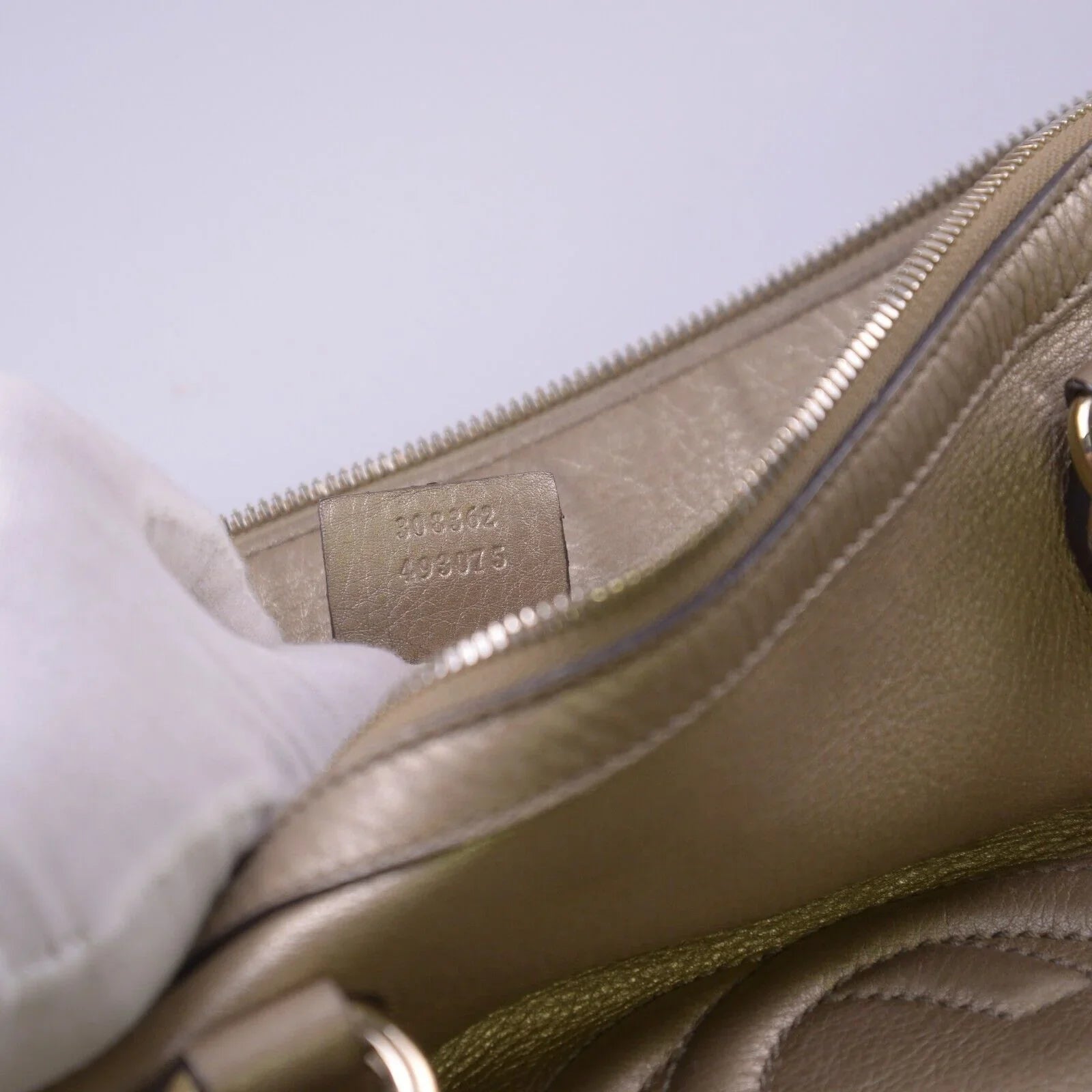 Gucci Interlocking GG Soho Working Tote Bag, Metallic Champagne