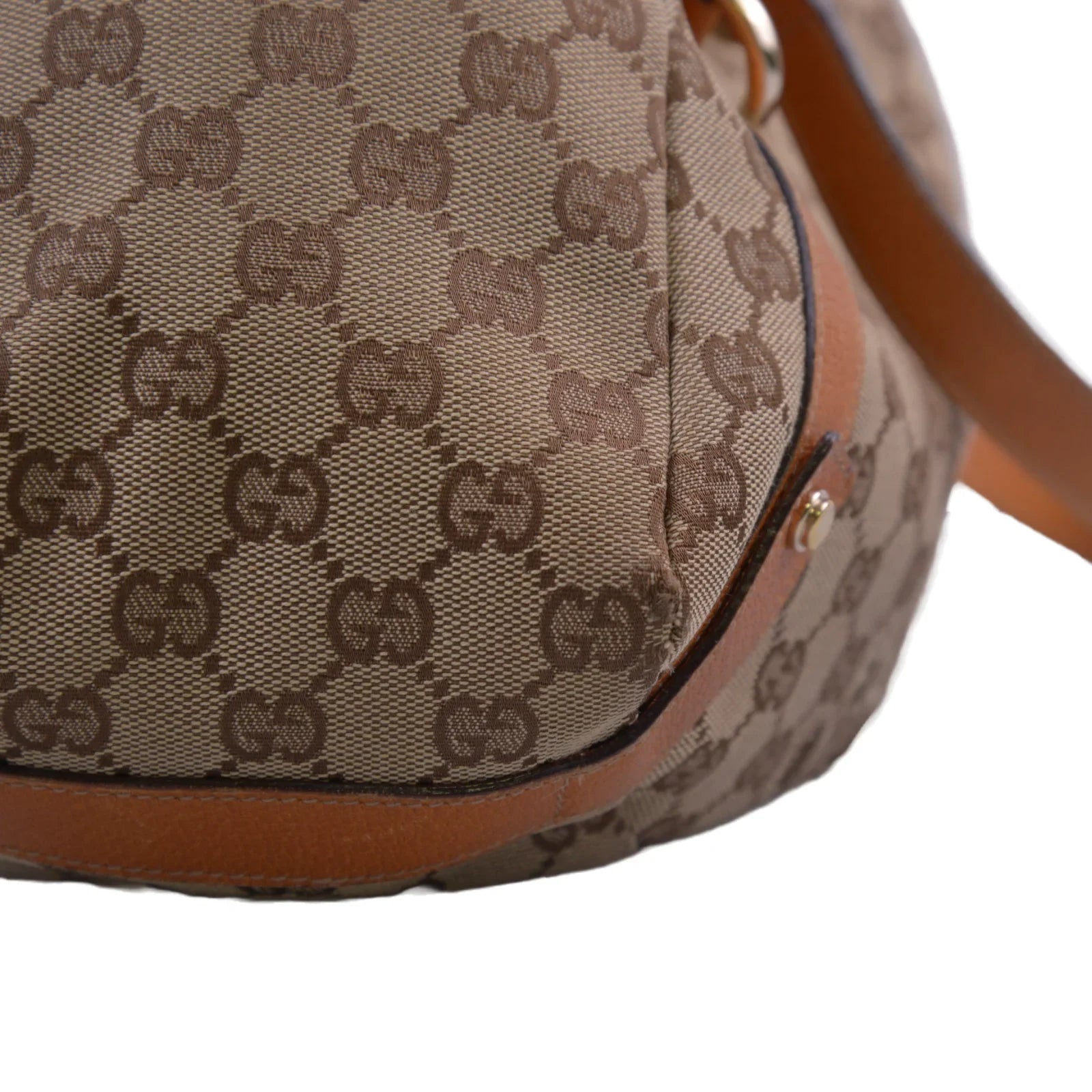 Gucci Abbey GG Monogram Canvas X Leather Tote Bag, Tan