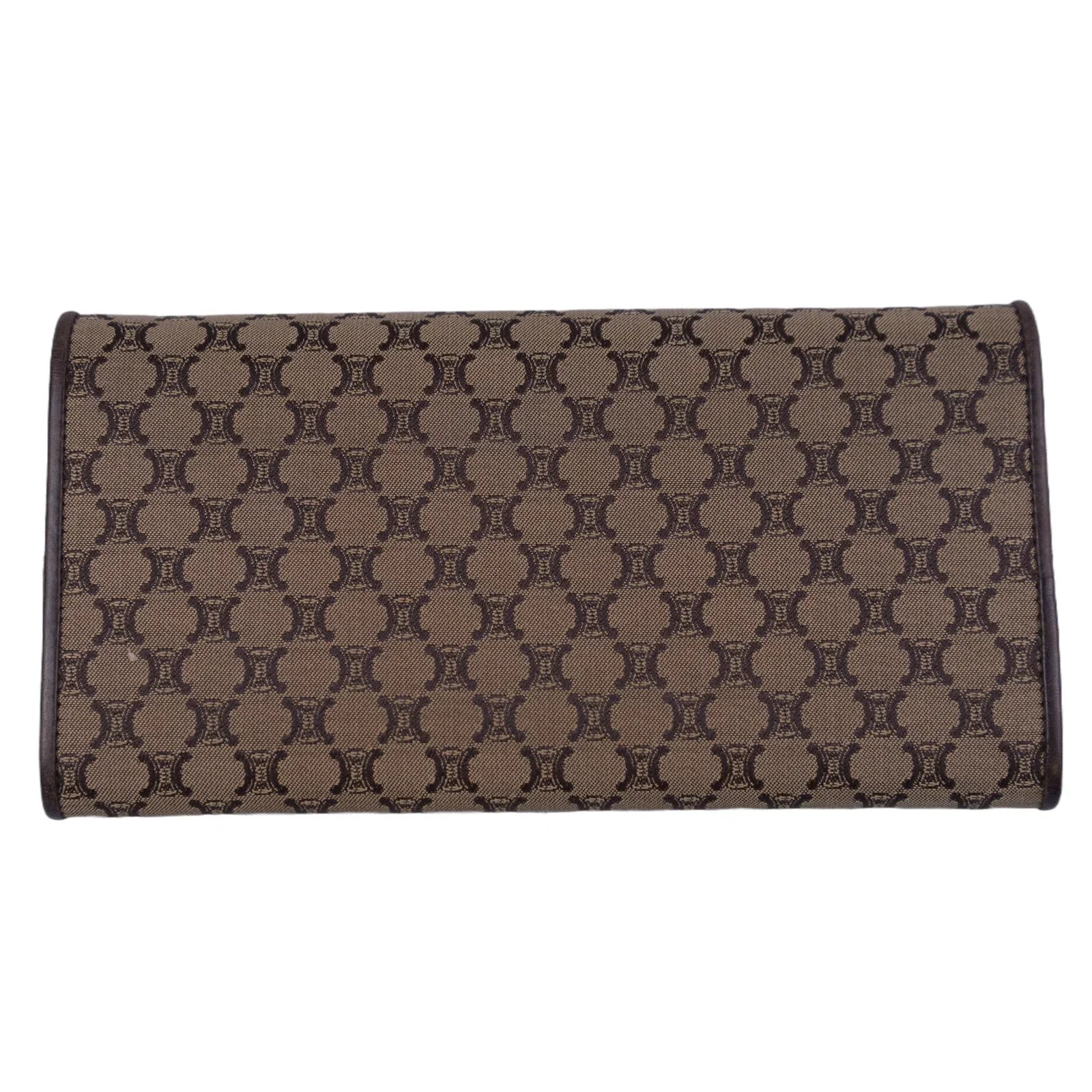 Celine Macadam Monogram Canvas X Leather Long Wallet Brown
