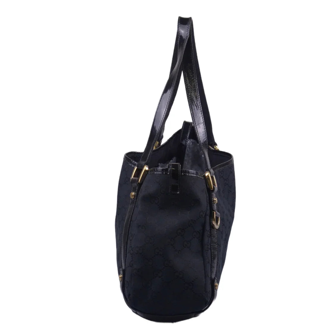 Gucci Abbey GG Monogram Canvas X Leather Tote Bag, Black