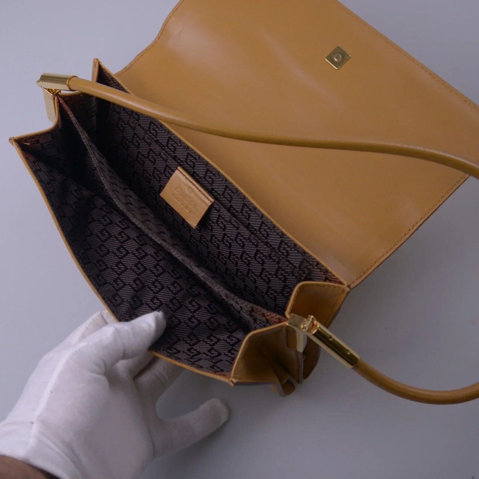 Gucci GG Blondie Baguette Bag, Tan Suede Leather