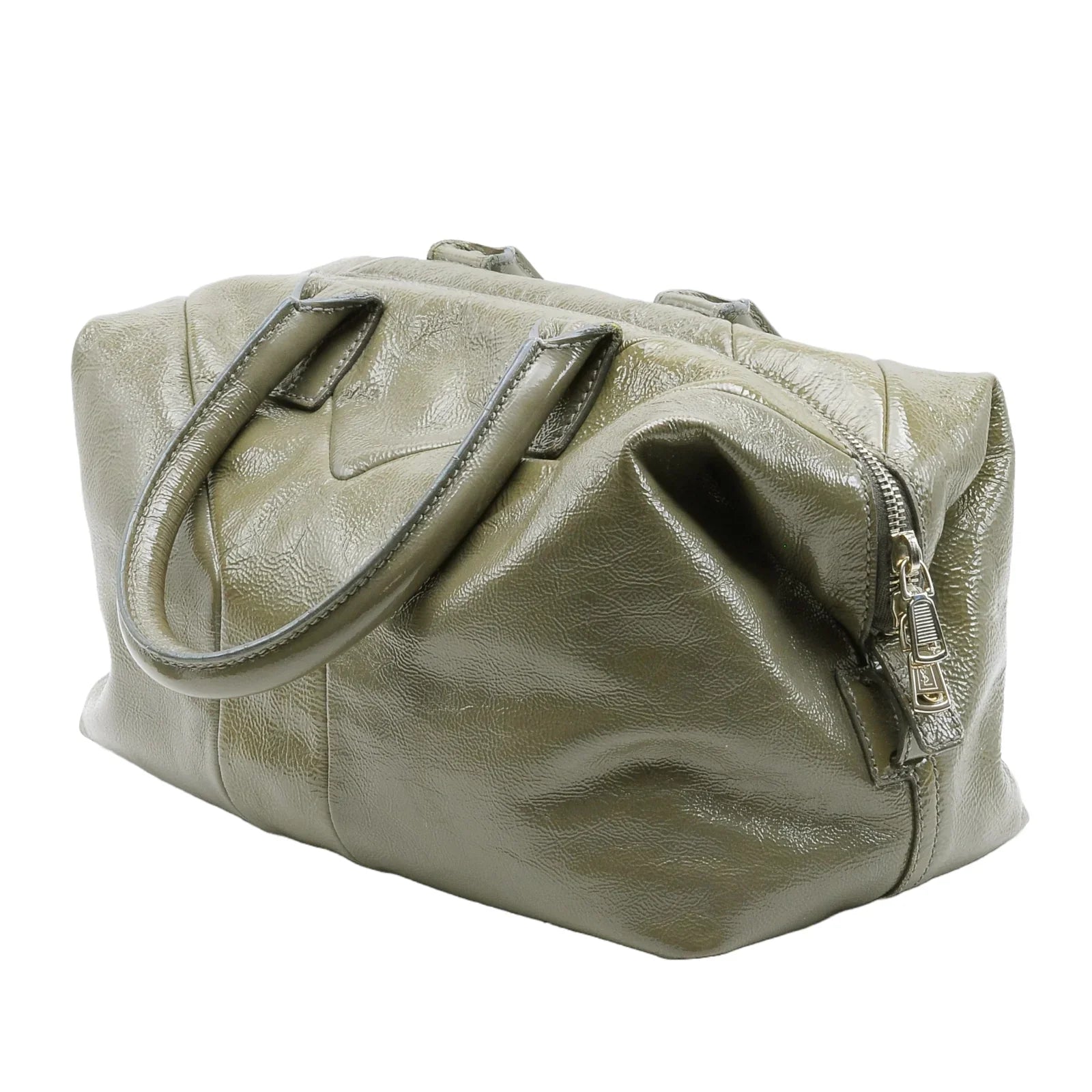 Yves Saint Laurent Easy Patent Leather Boston Bag Olive